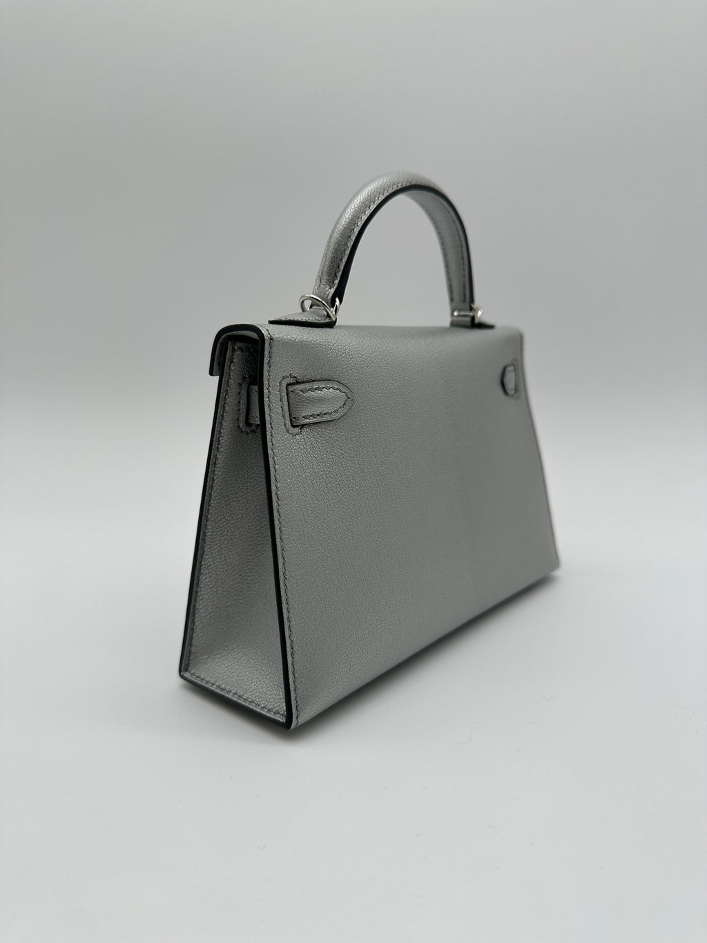 Hermès Mini Kelly Argent Chevre Palladium Hardware