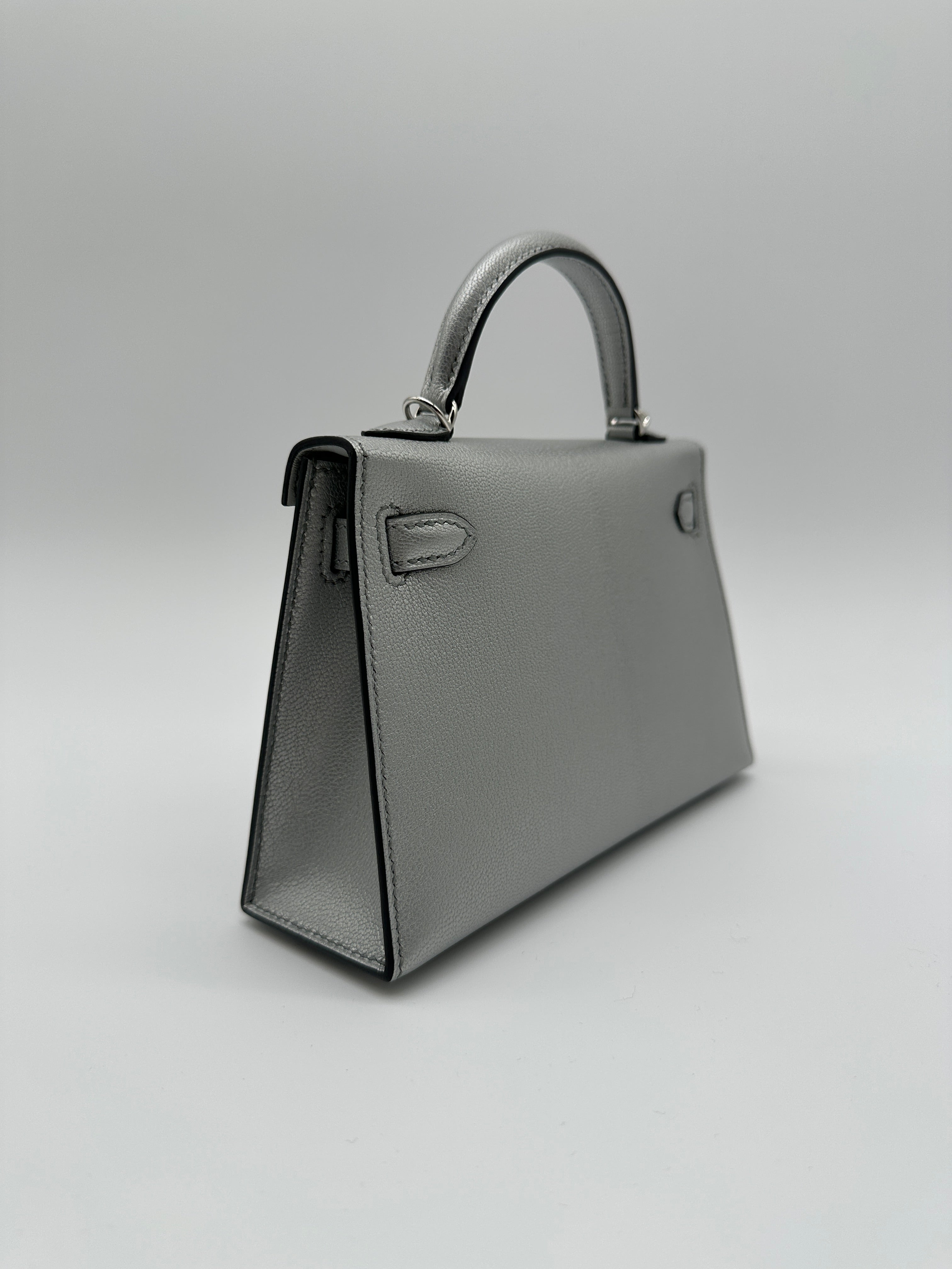 Hermès Mini Kelly Argent Chevre Palladium Hardware