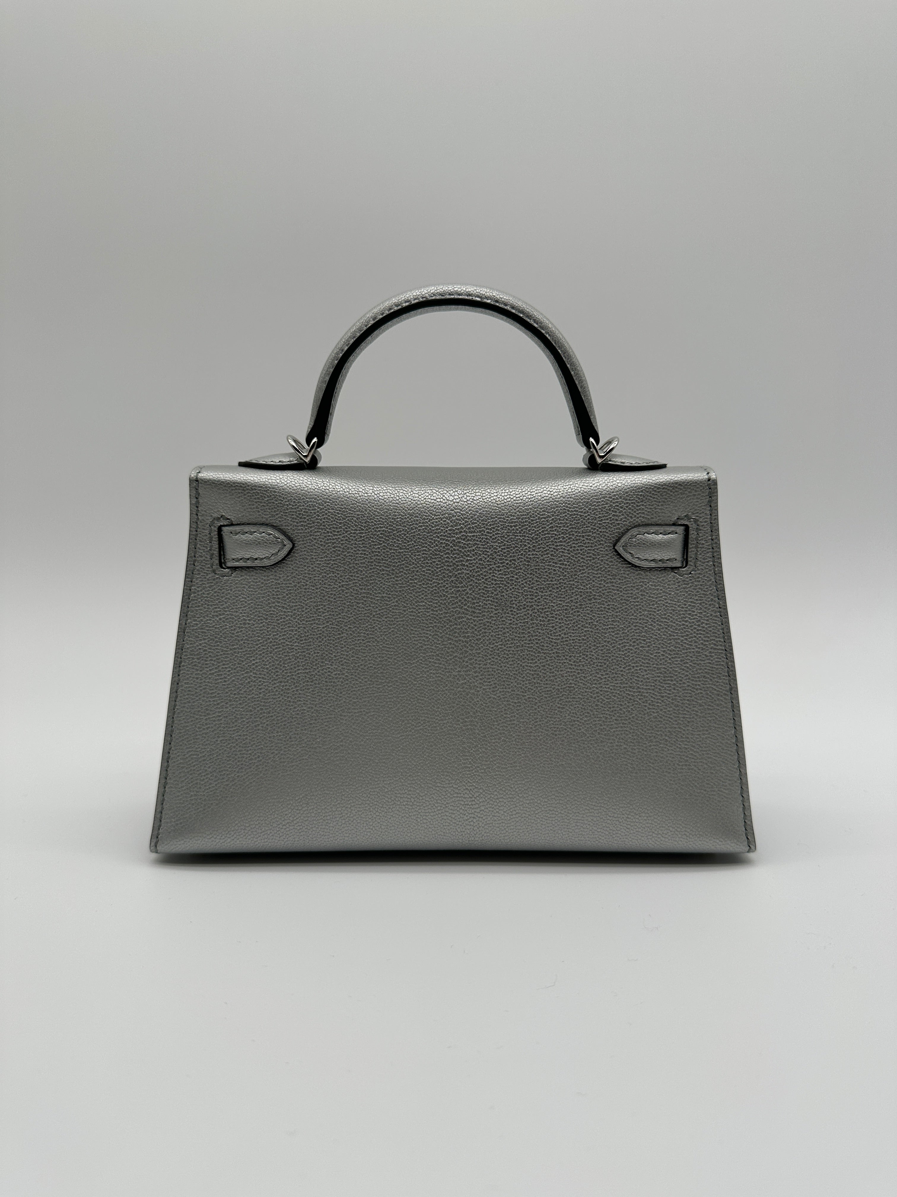 Hermès Mini Kelly Argent Chevre Palladium Hardware