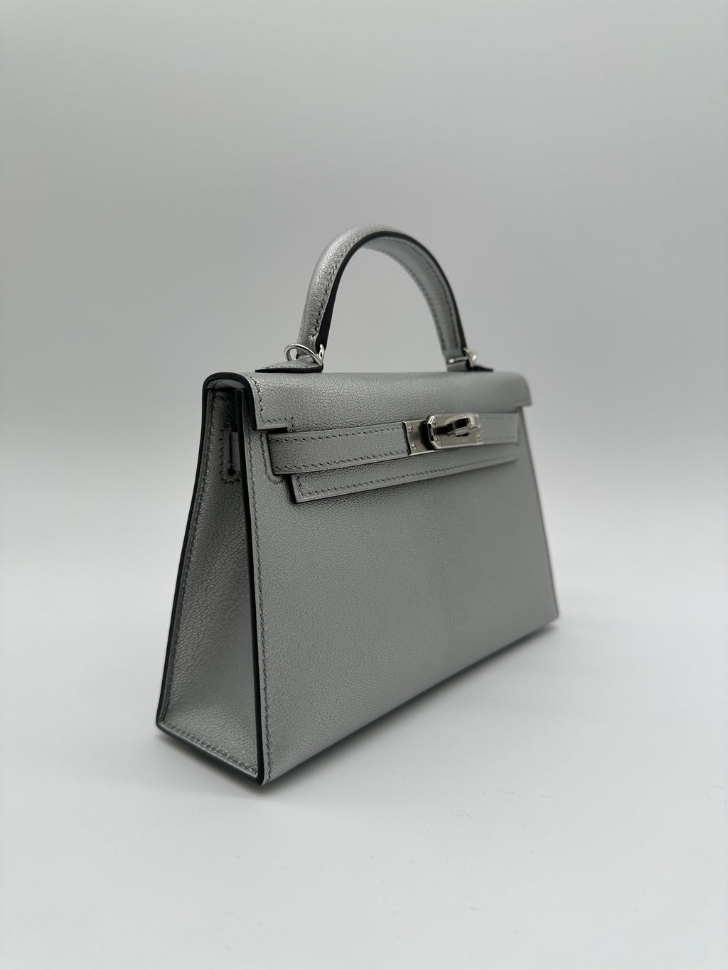 Hermès Mini Kelly Argent Chevre Palladium Hardware