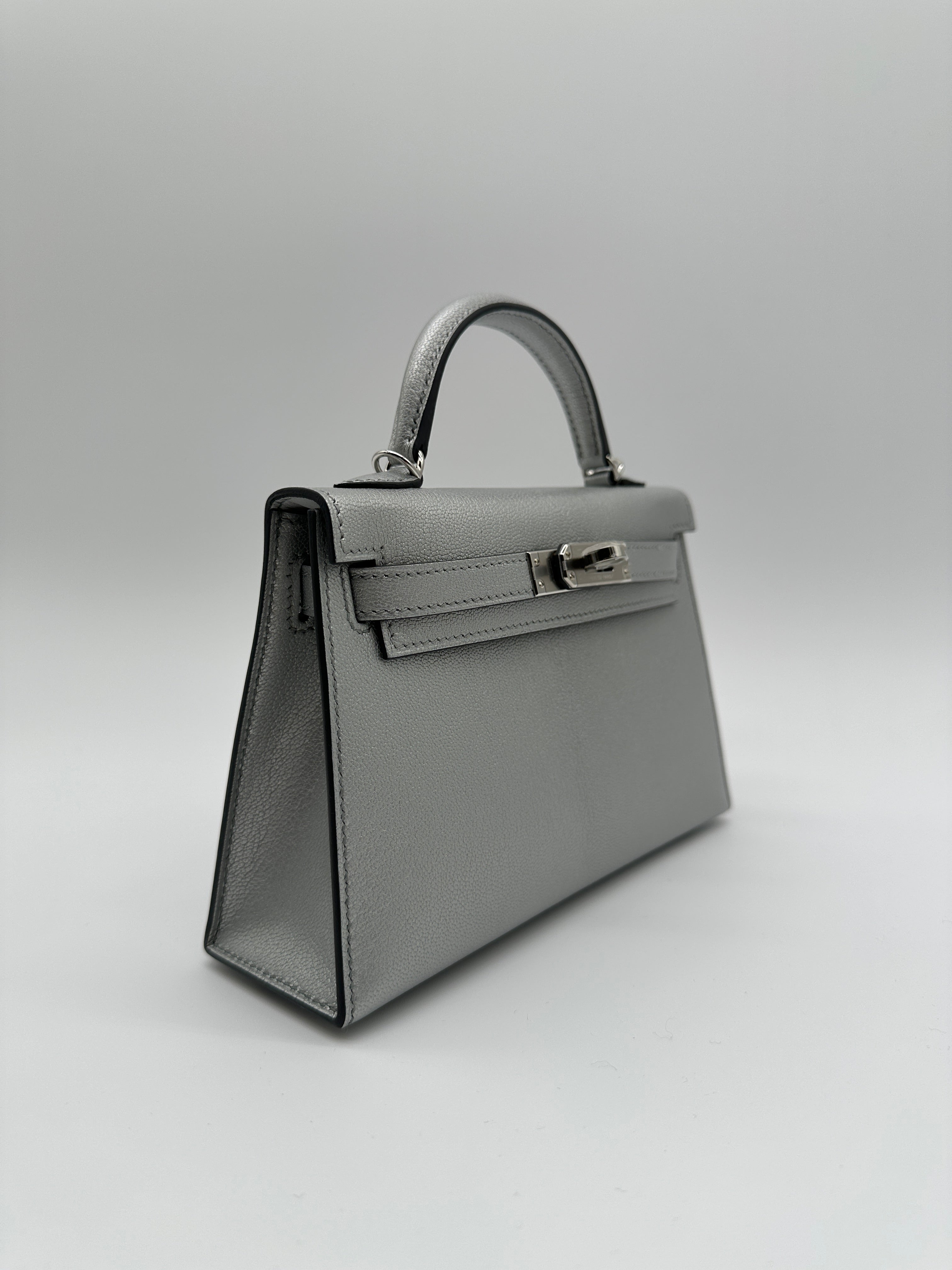 Hermès Mini Kelly Argent Chevre Palladium Hardware