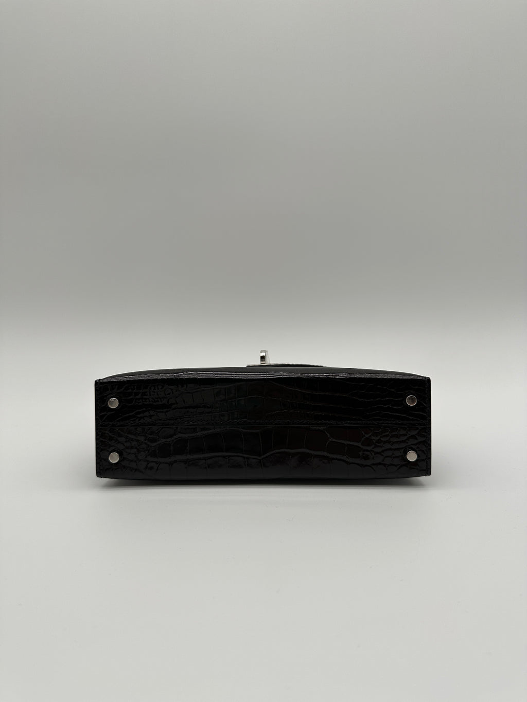 Hermès Mini Kelly Black Shiny Alligator Palladium Hardware