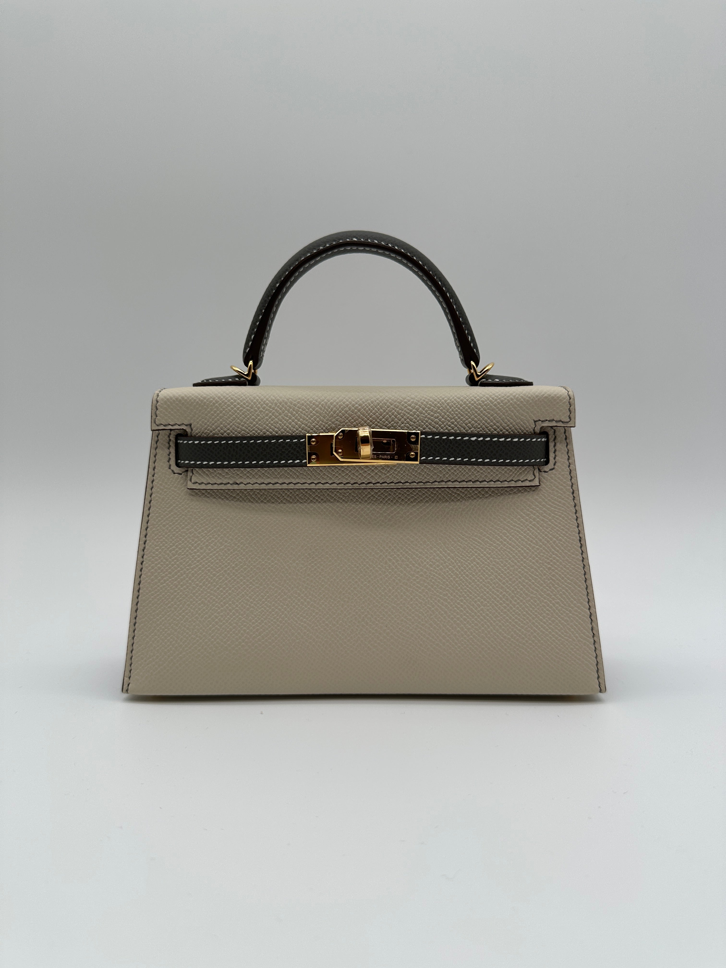 Hermès Mini Kelly HSS Craie/Gris Meyer Epsom Gold Hardware