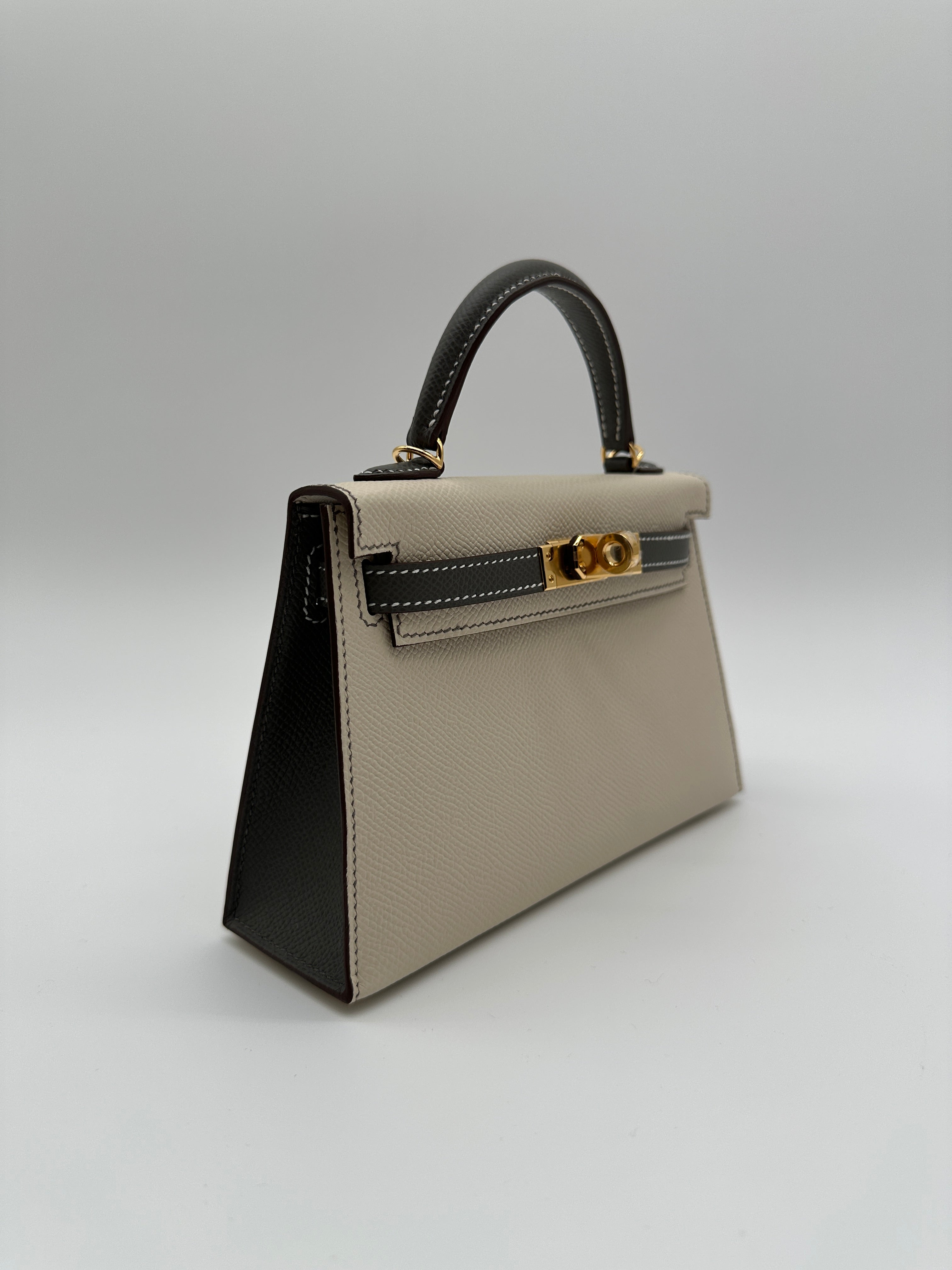 Hermès Mini Kelly HSS Craie/Gris Meyer Epsom Gold Hardware