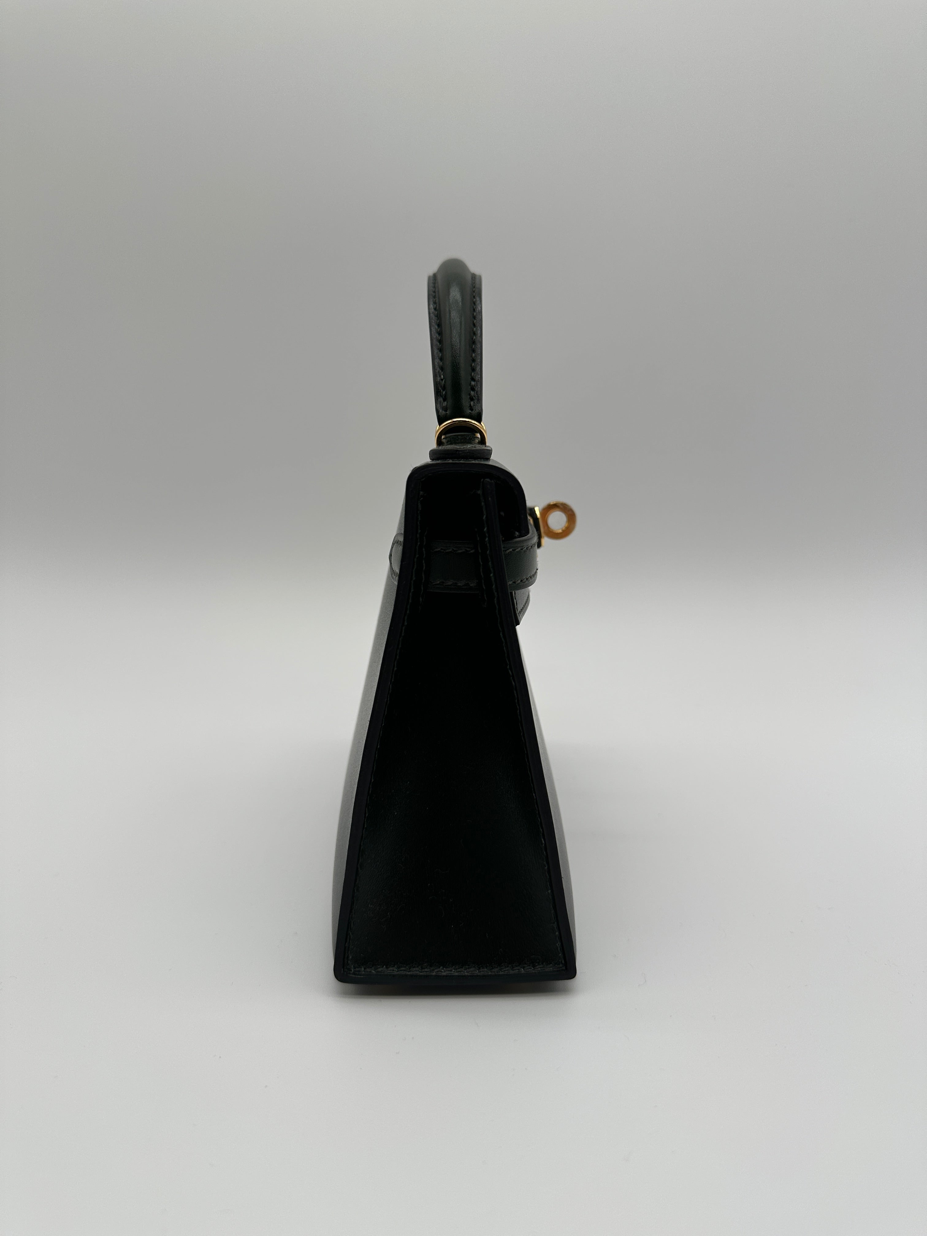 Hermès Mini Kelly Vert Fonce Box Leather Gold Hardware