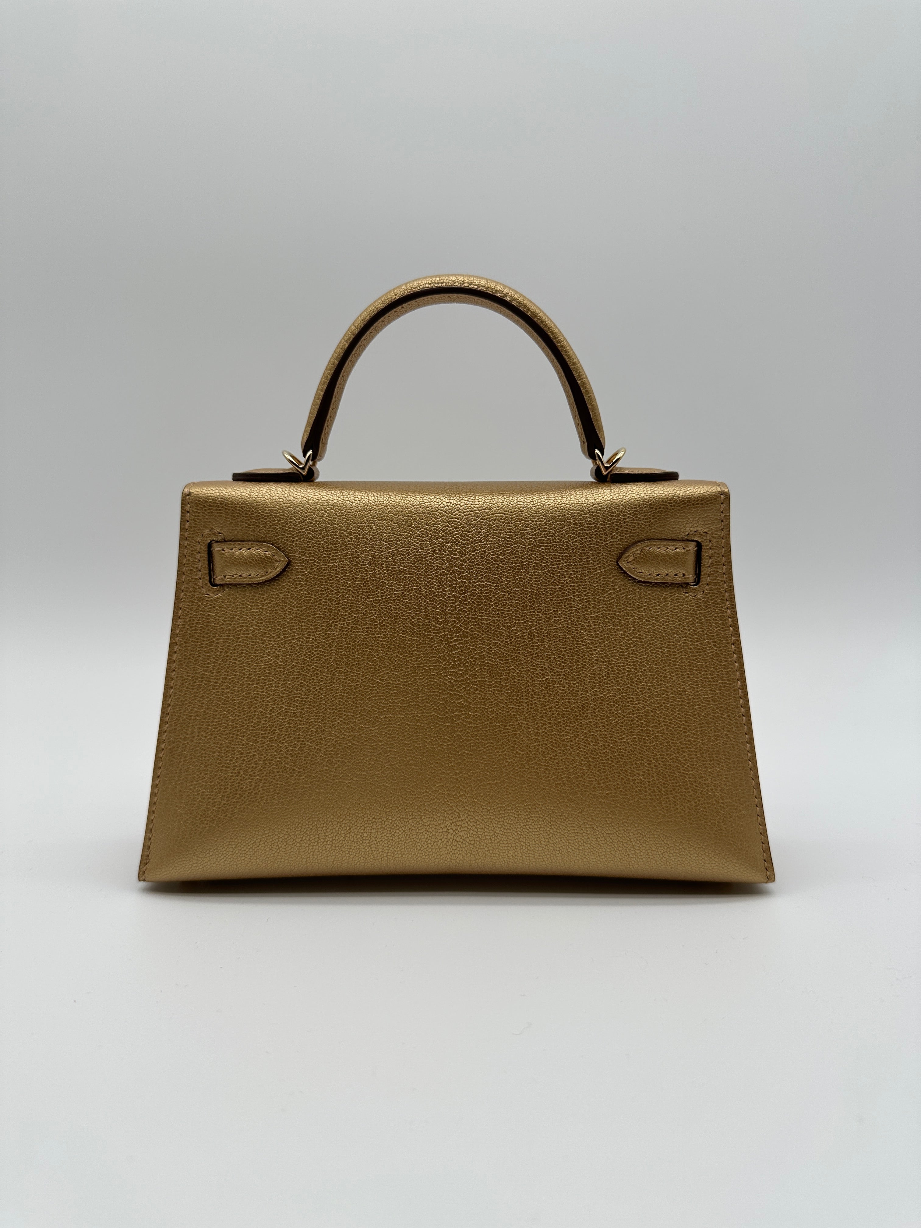 Hermès Mini Kelly Doré Chèvre Mysore Permabrass Hardware