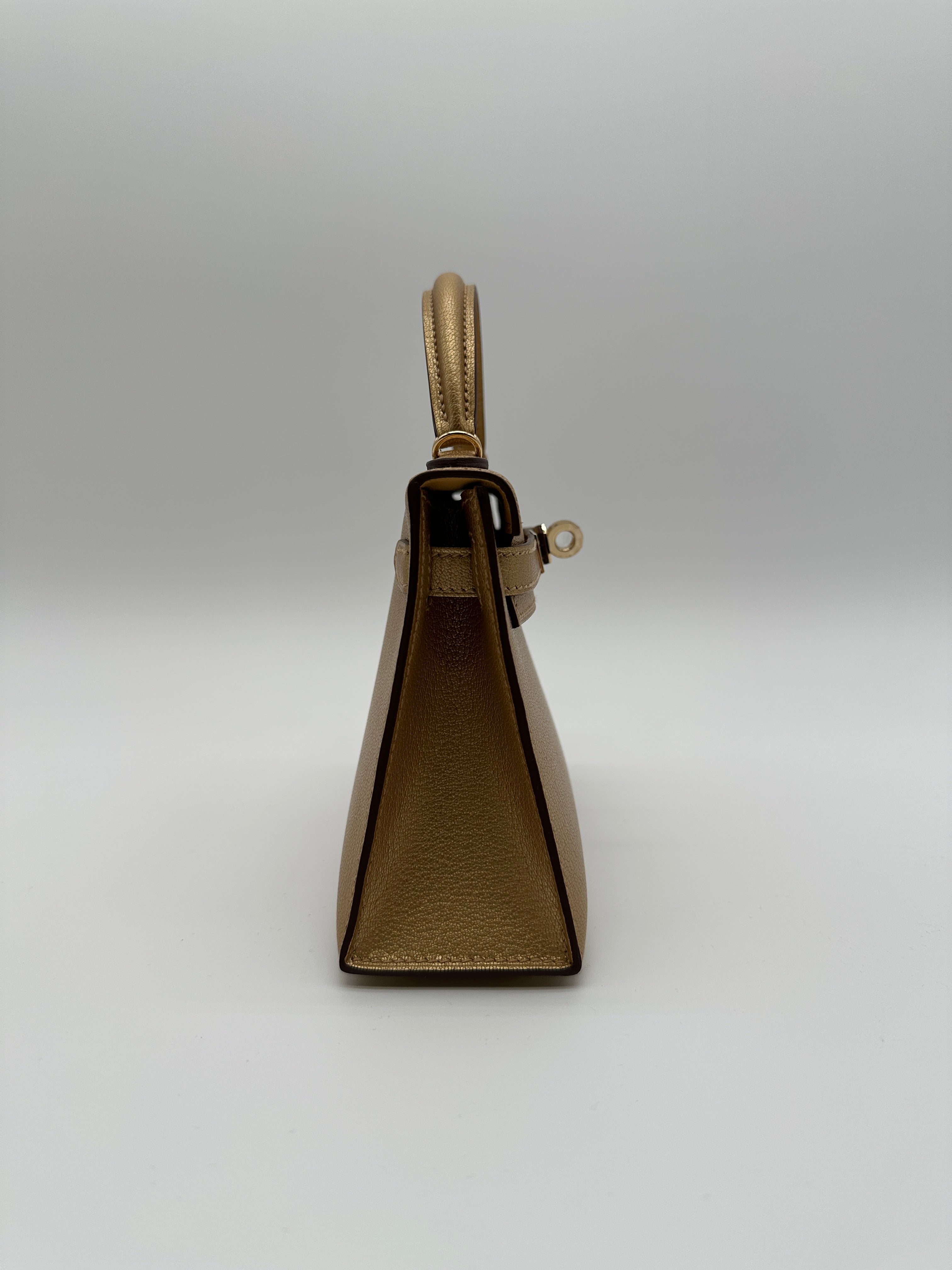 Hermès Mini Kelly Doré Chèvre Mysore Permabrass Hardware