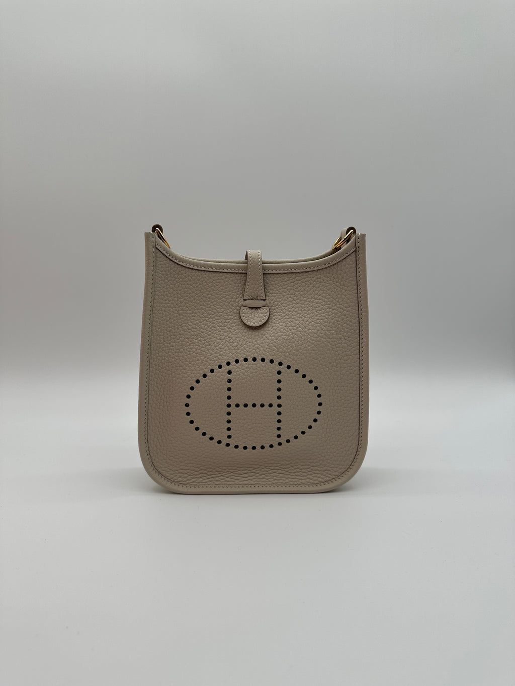 Hermès Mini Evelyne Craie Taurillon Clemence Gold Hardware