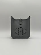 Hermès Mini Evelyne Gris Pantin Taurillon Clemence Palladium Hardware