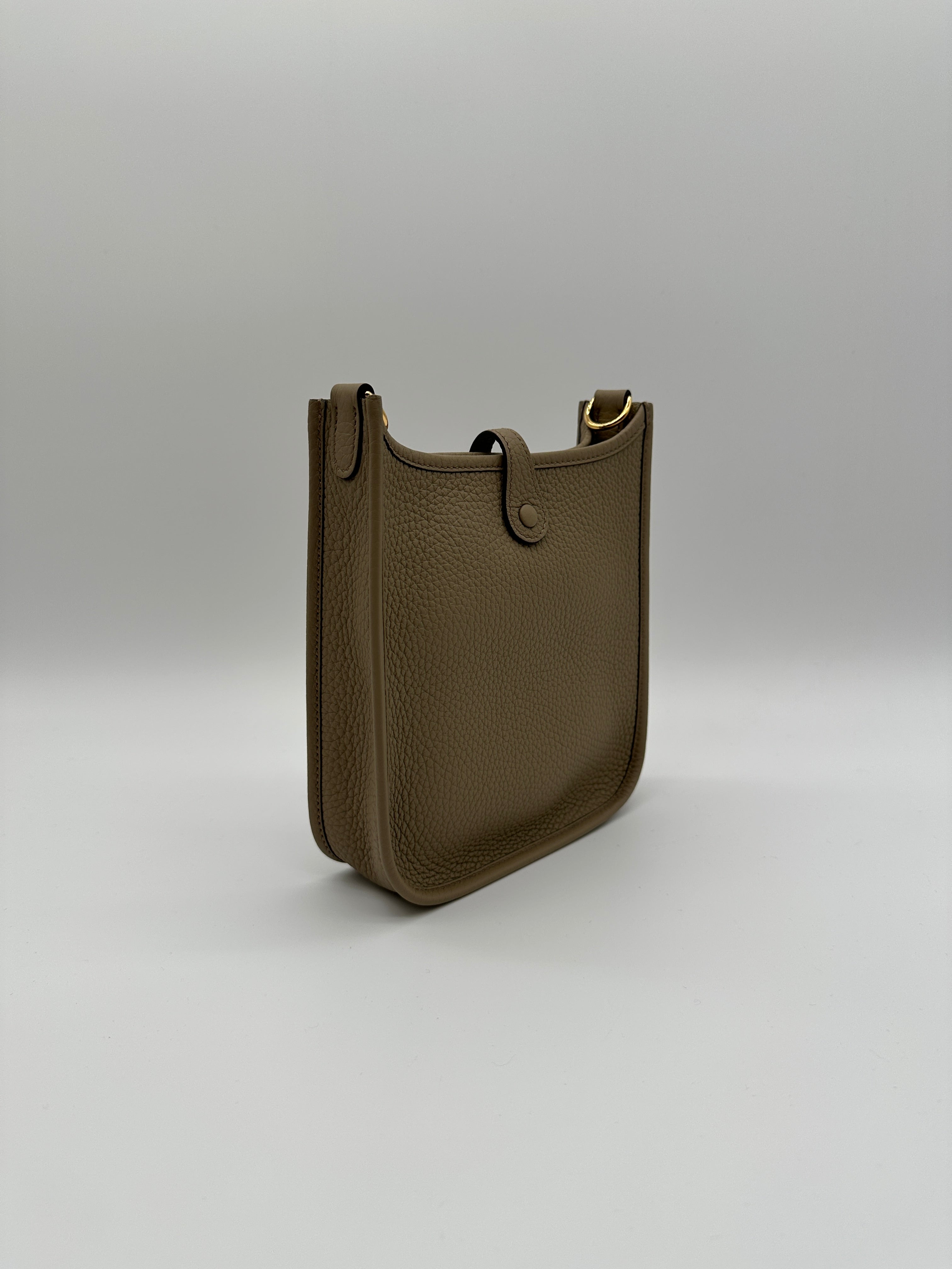 Hermès Mini Evelyne Beige Marfa Taurillon Clemence Gold Hardware
