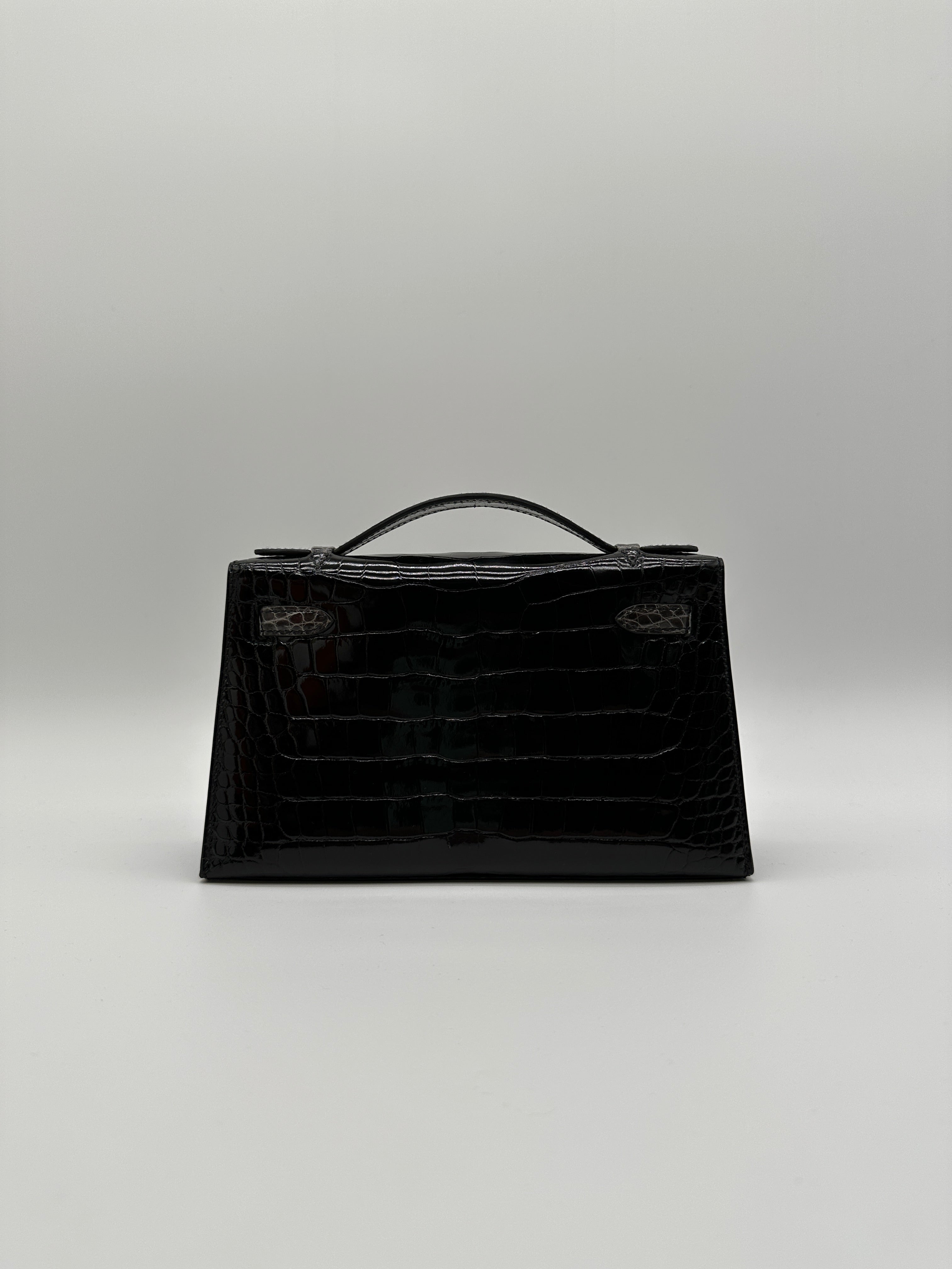 Hermès Kelly Pochette HSS Black/Graphite Shiny Alligator Gold Hardware
