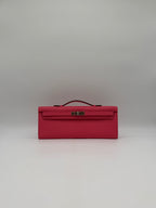 Hermès Kelly Cut Rose Azalee Epsom Palladium Hardware
