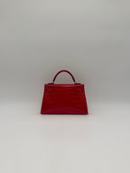 Hermès Mini Kelly Rouge De Coeur Shiny Alligator Palladium Hardware