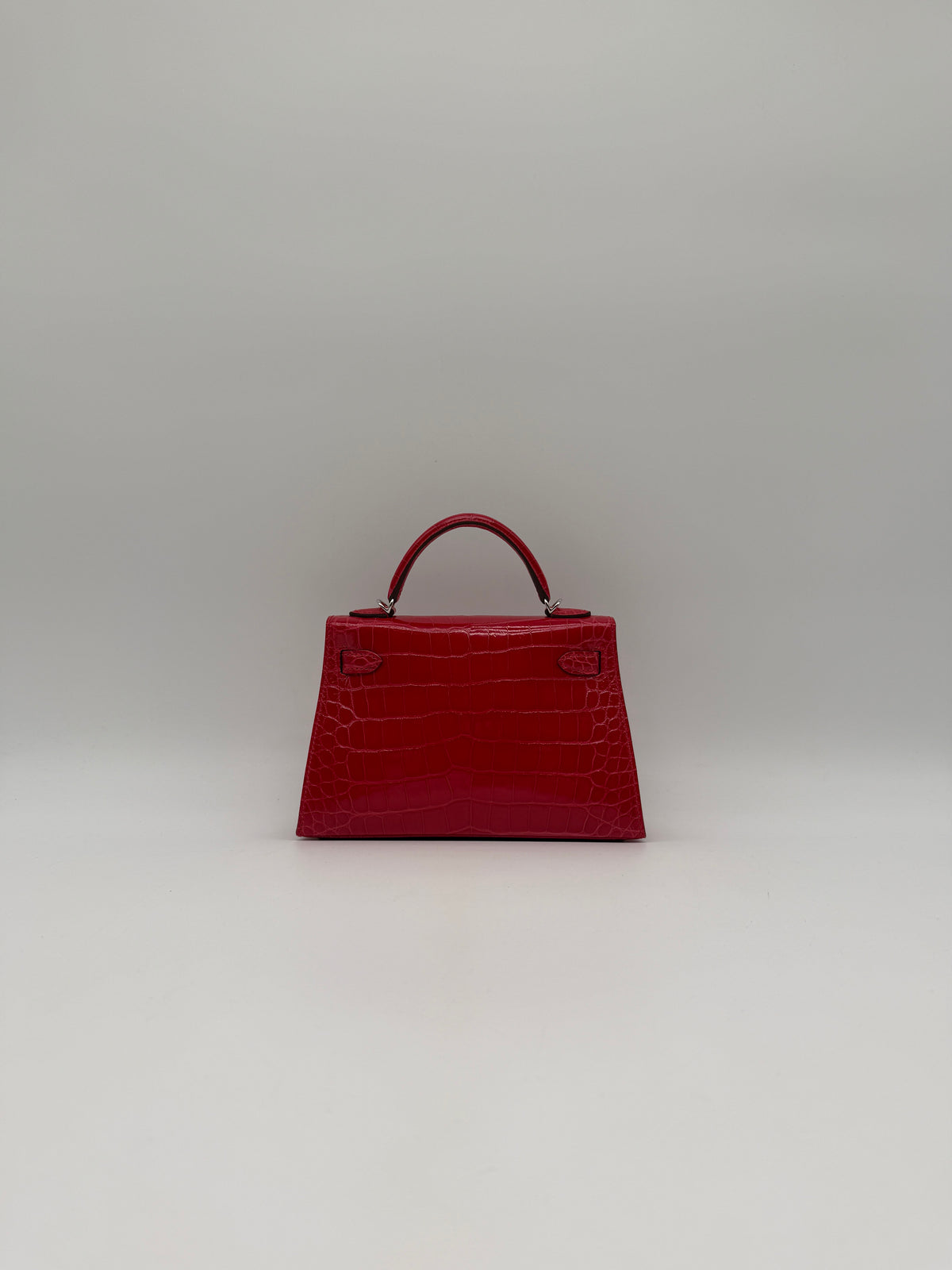 Hermès Mini Kelly Rouge De Coeur Shiny Alligator Palladium Hardware