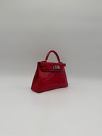 Hermès Mini Kelly Rouge De Coeur Shiny Alligator Palladium Hardware