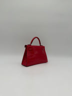 Hermès Mini Kelly Rouge De Coeur Shiny Alligator Palladium Hardware