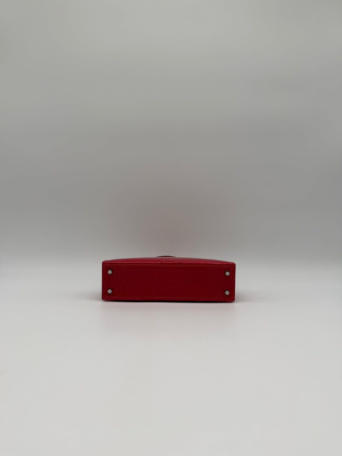 Hermès Mini Kelly Rouge De Coeur Shiny Alligator Palladium Hardware