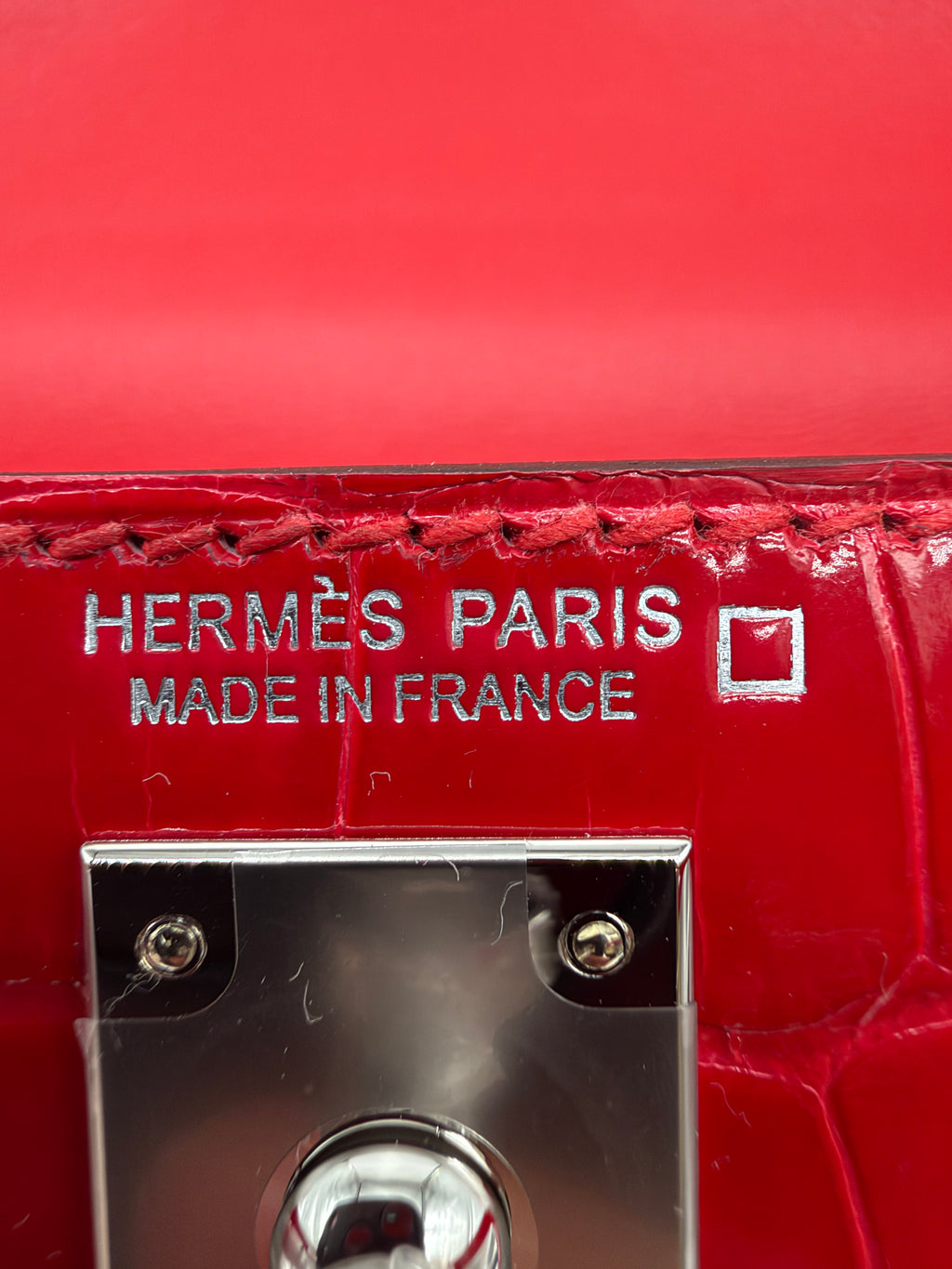 Hermès Mini Kelly Rouge De Coeur Shiny Alligator Palladium Hardware