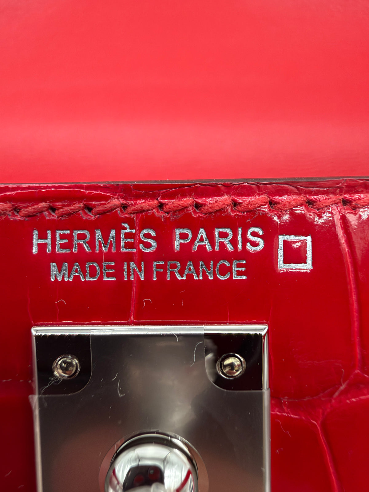 Hermès Mini Kelly Rouge De Coeur Shiny Alligator Palladium Hardware