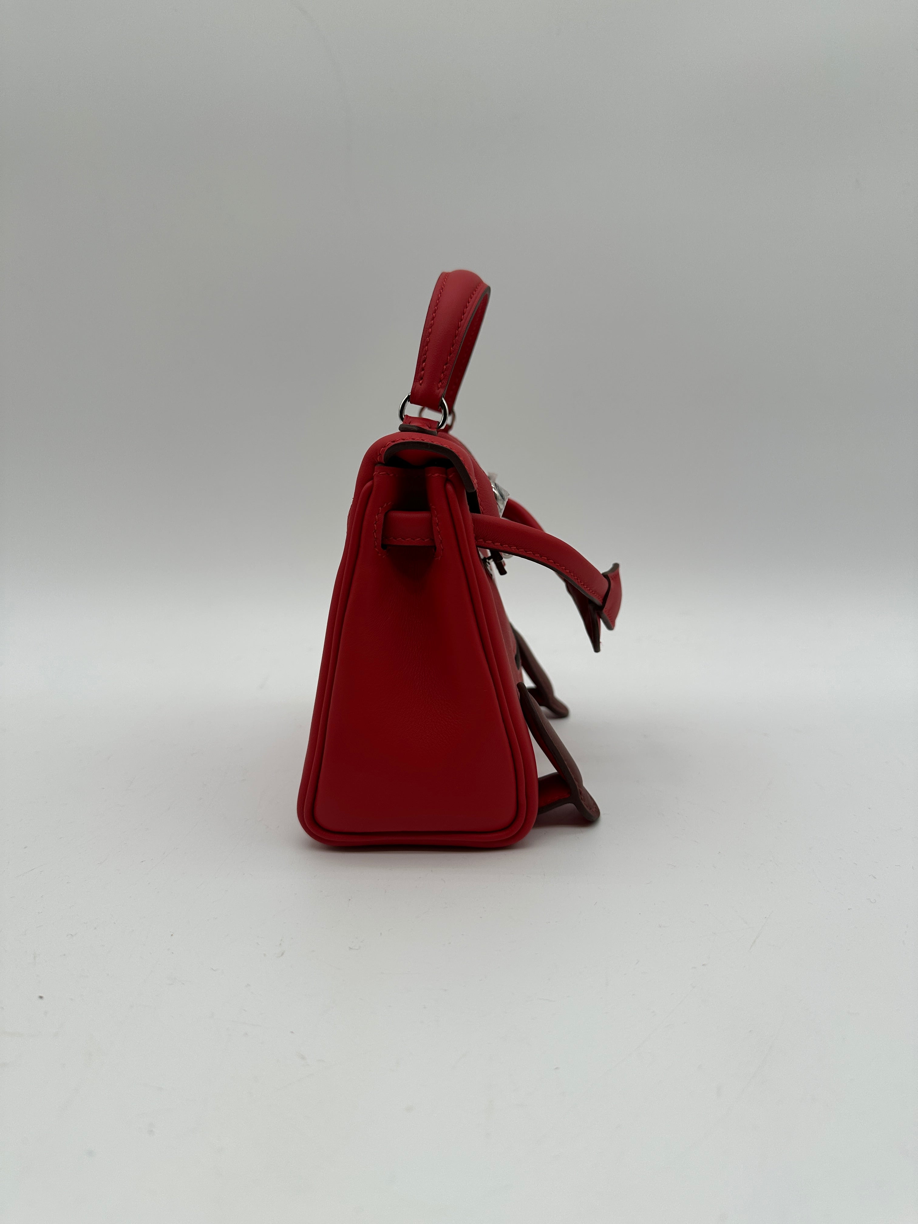 Hermès Kelly Doll Rouge Radieux Swift Palladium Hardware
