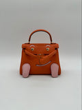 Hermès Kelly Doll Orange & Rose Sakura Swift Palladium Hardware