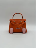 Hermès Kelly Doll Orange & Rose Sakura Swift Palladium Hardware