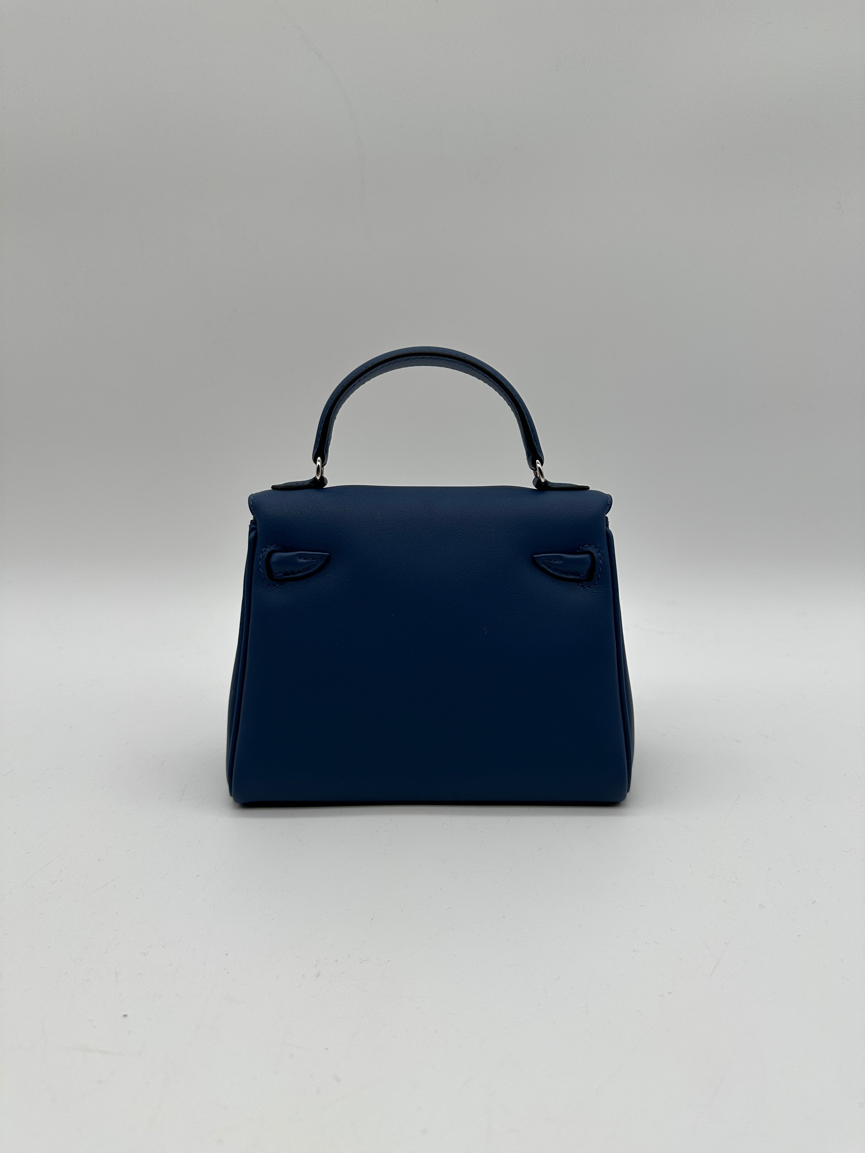 Hermès Kelly Doll Blue Tie/Caban Swift Palladium Hardware