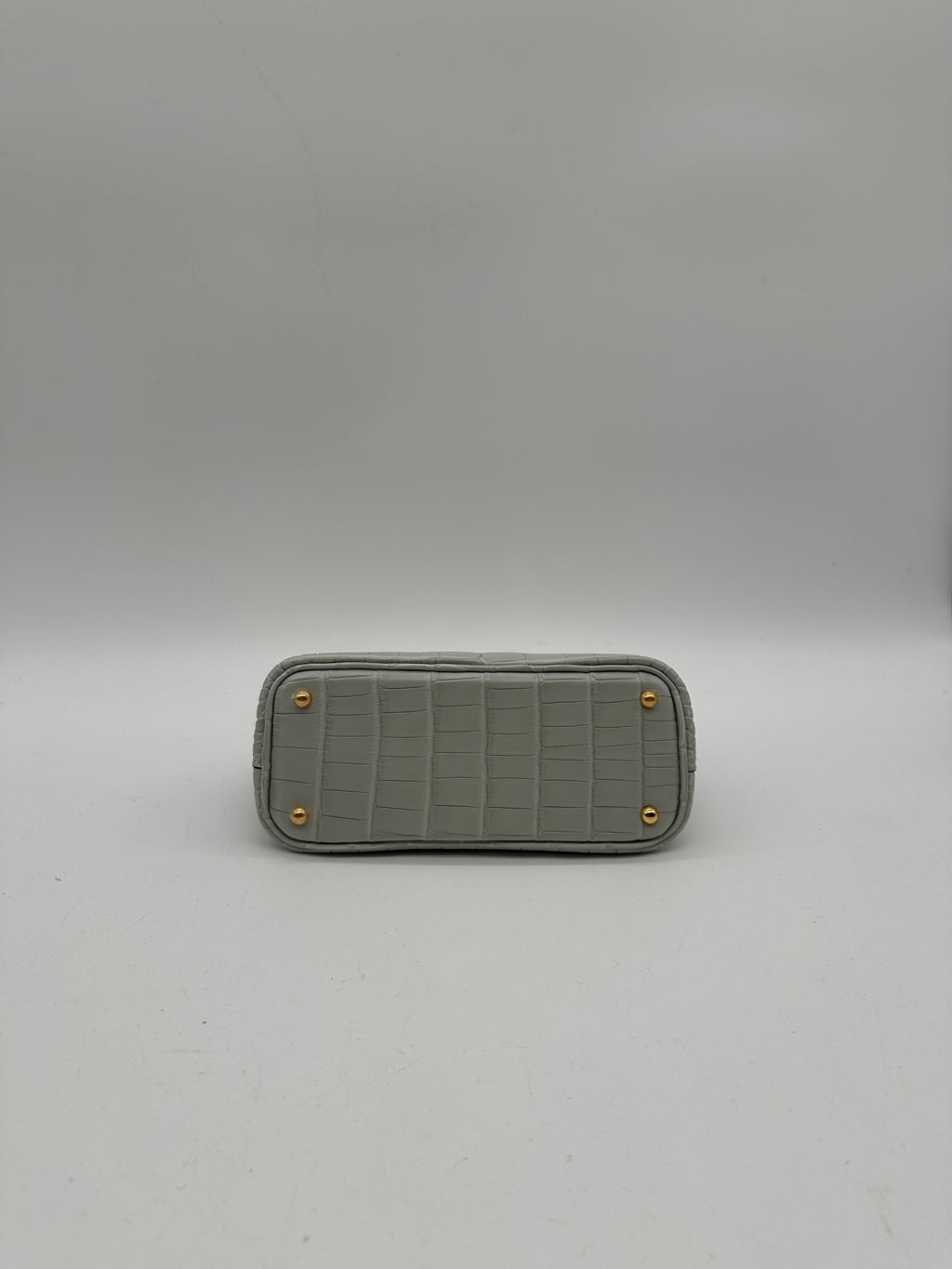 Hermès Mini Bolide Gris Neve Matte Alligator Gold Hardware