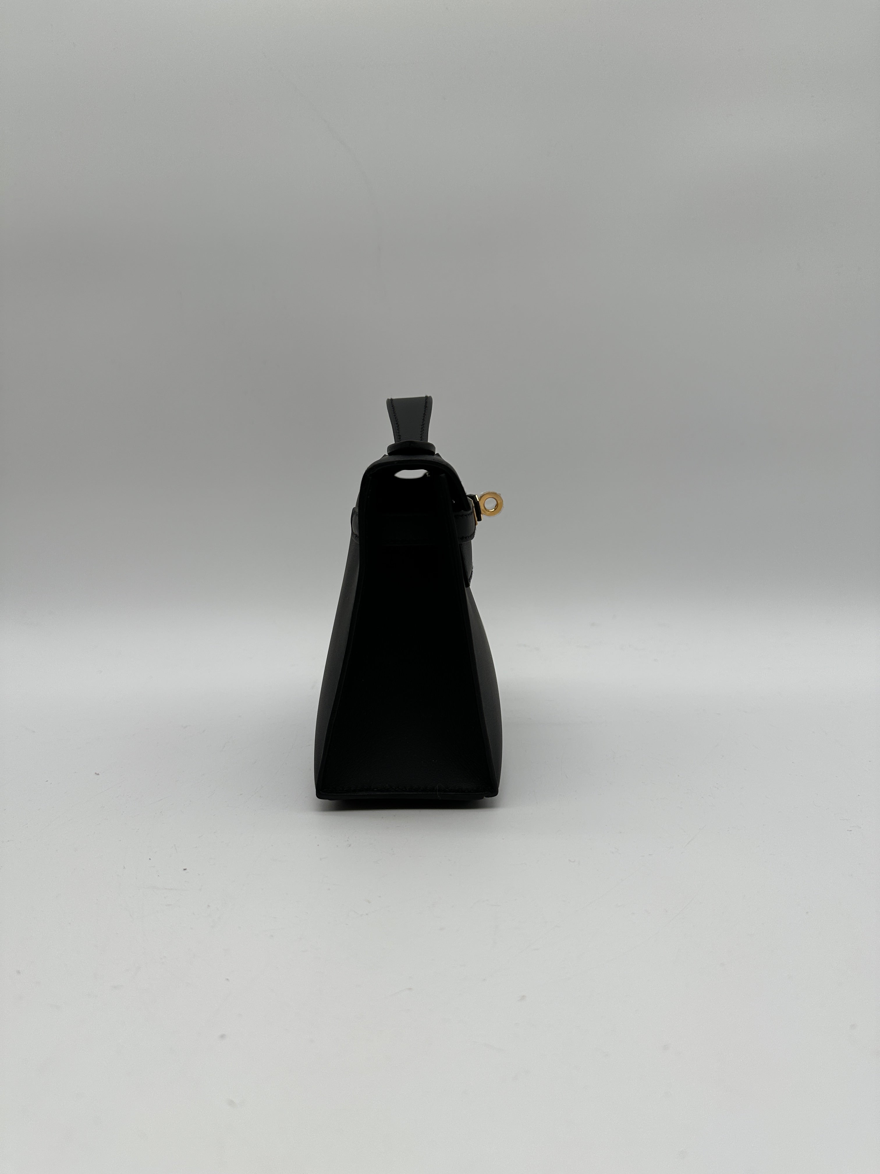 Hermès Kelly Pochette Black Swift Gold Hardware