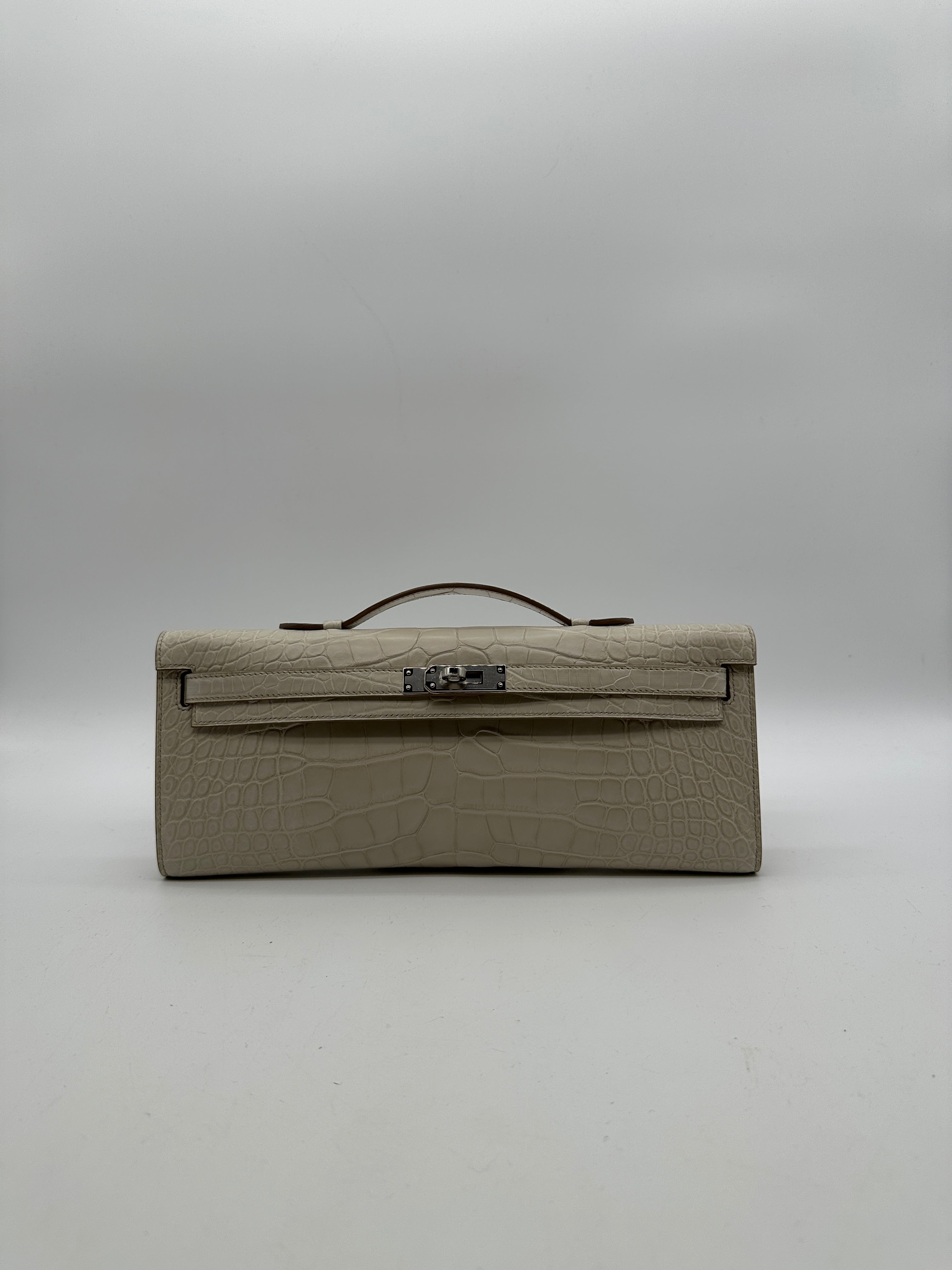 Hermès Kelly Cut Beton Matte Alligator Palladium Hardware