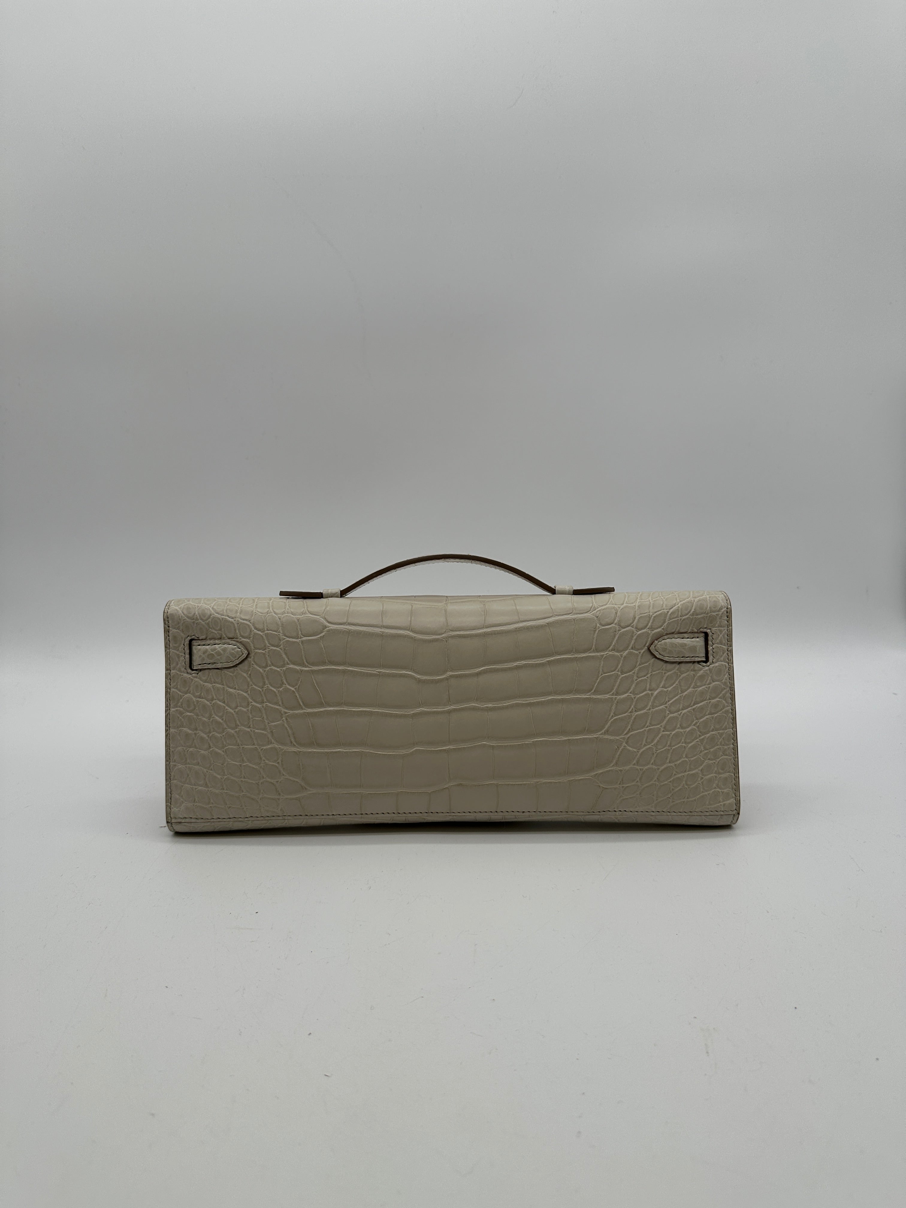 Hermès Kelly Cut Beton Matte Alligator Palladium Hardware
