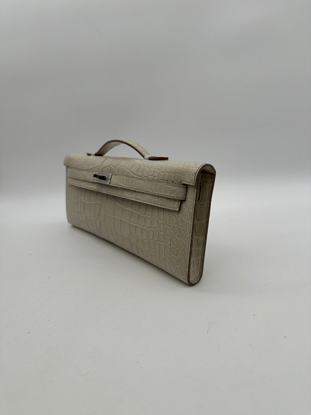 Hermès Kelly Cut Beton Matte Alligator Palladium Hardware
