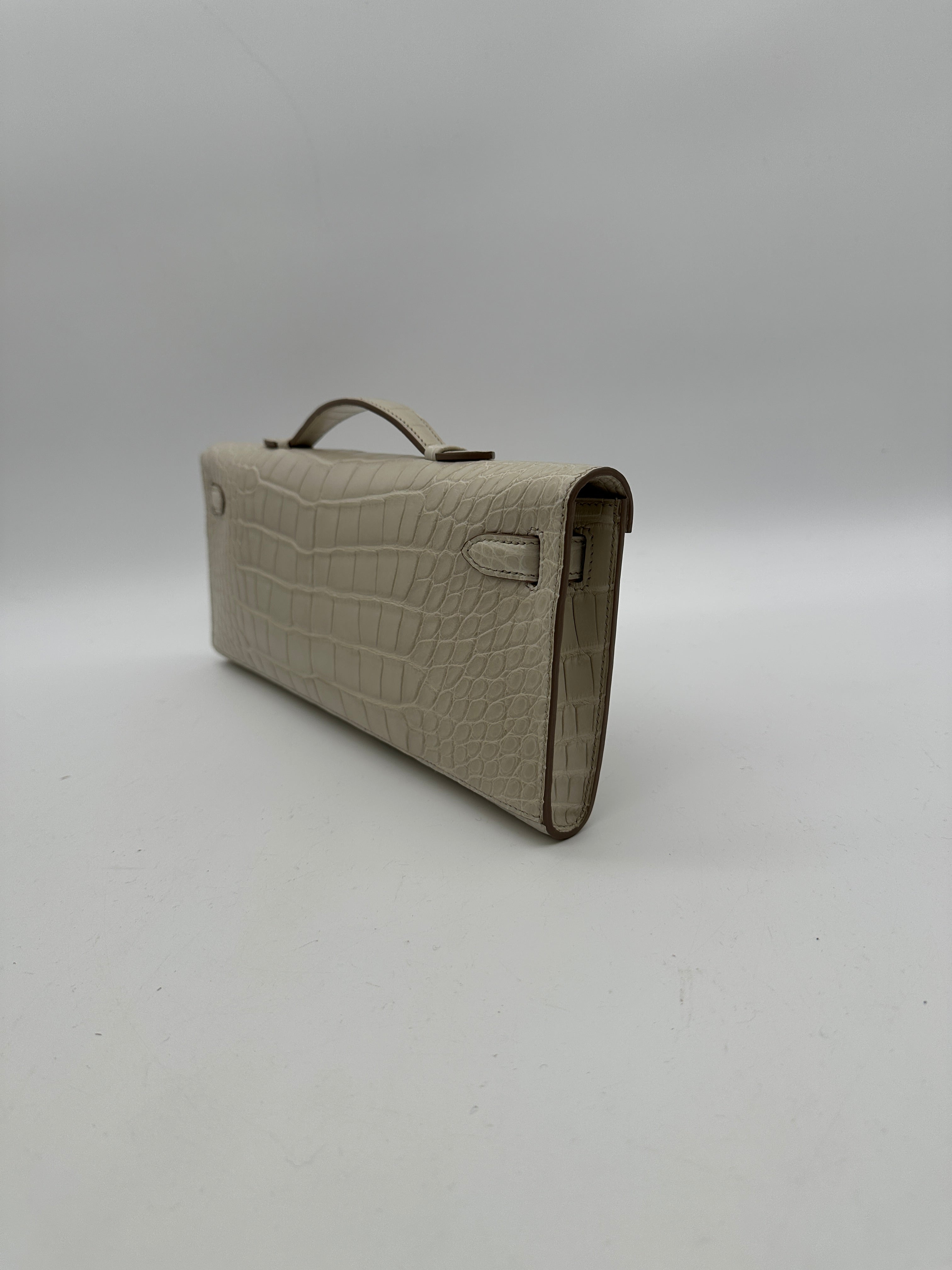 Hermès Kelly Cut Beton Matte Alligator Palladium Hardware