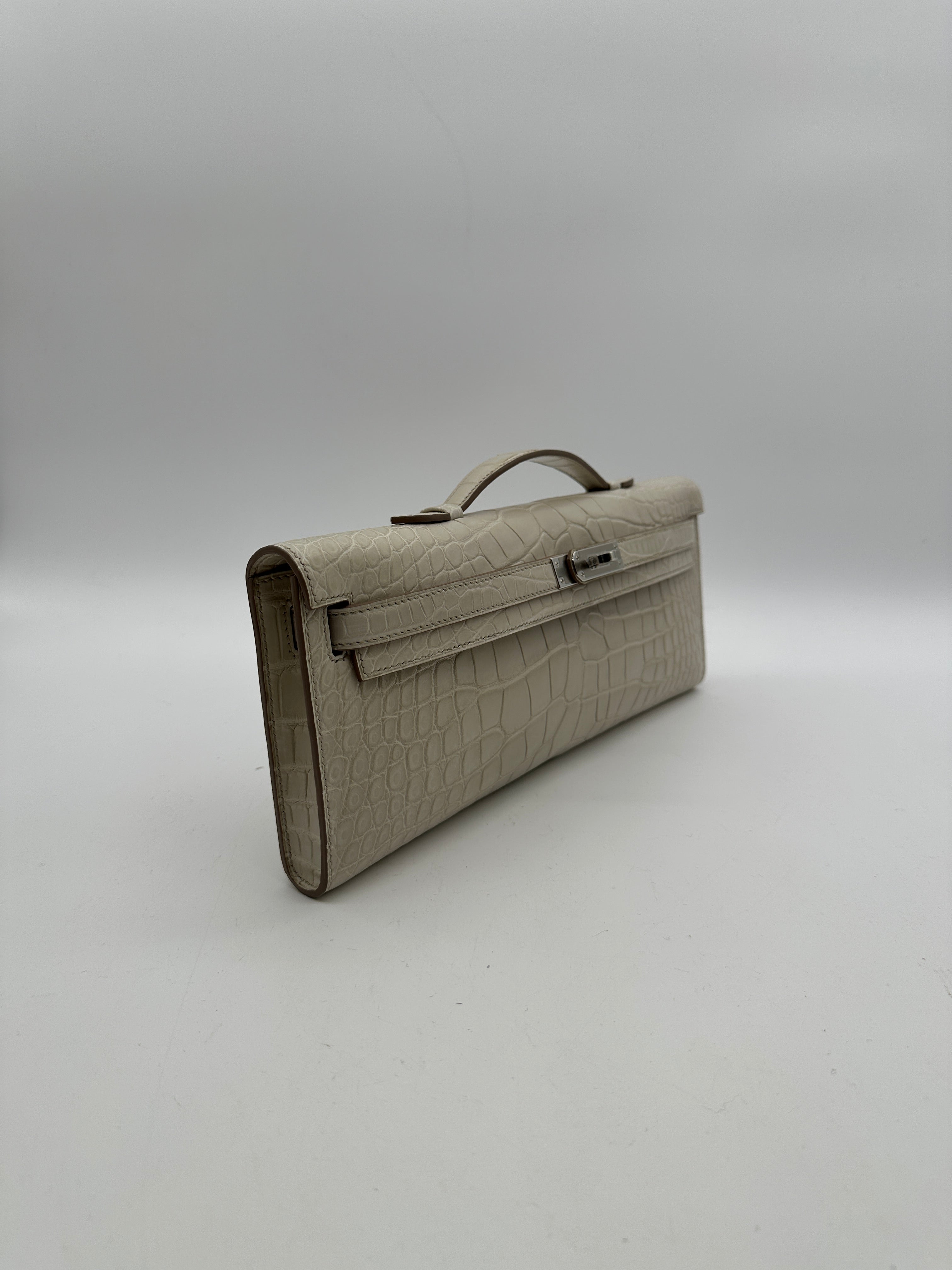 Hermès Kelly Cut Beton Matte Alligator Palladium Hardware