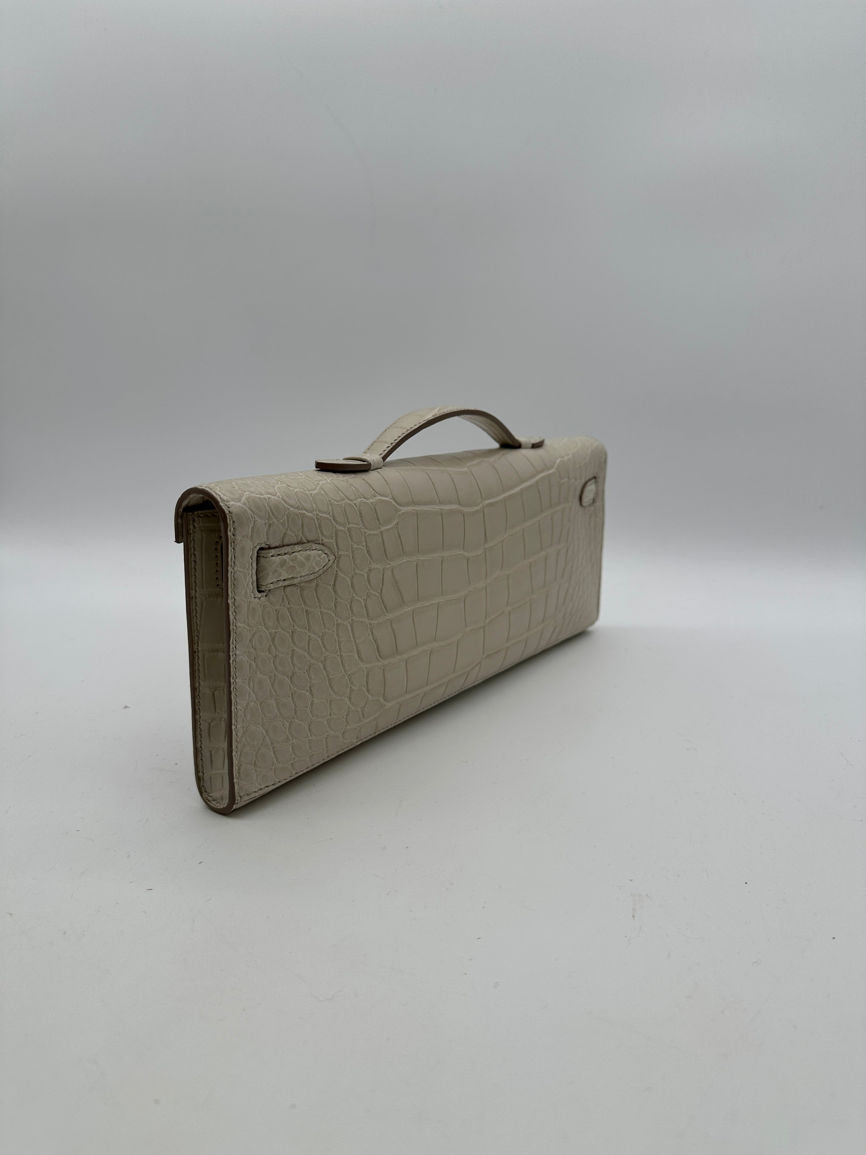 Hermès Kelly Cut Beton Matte Alligator Palladium Hardware