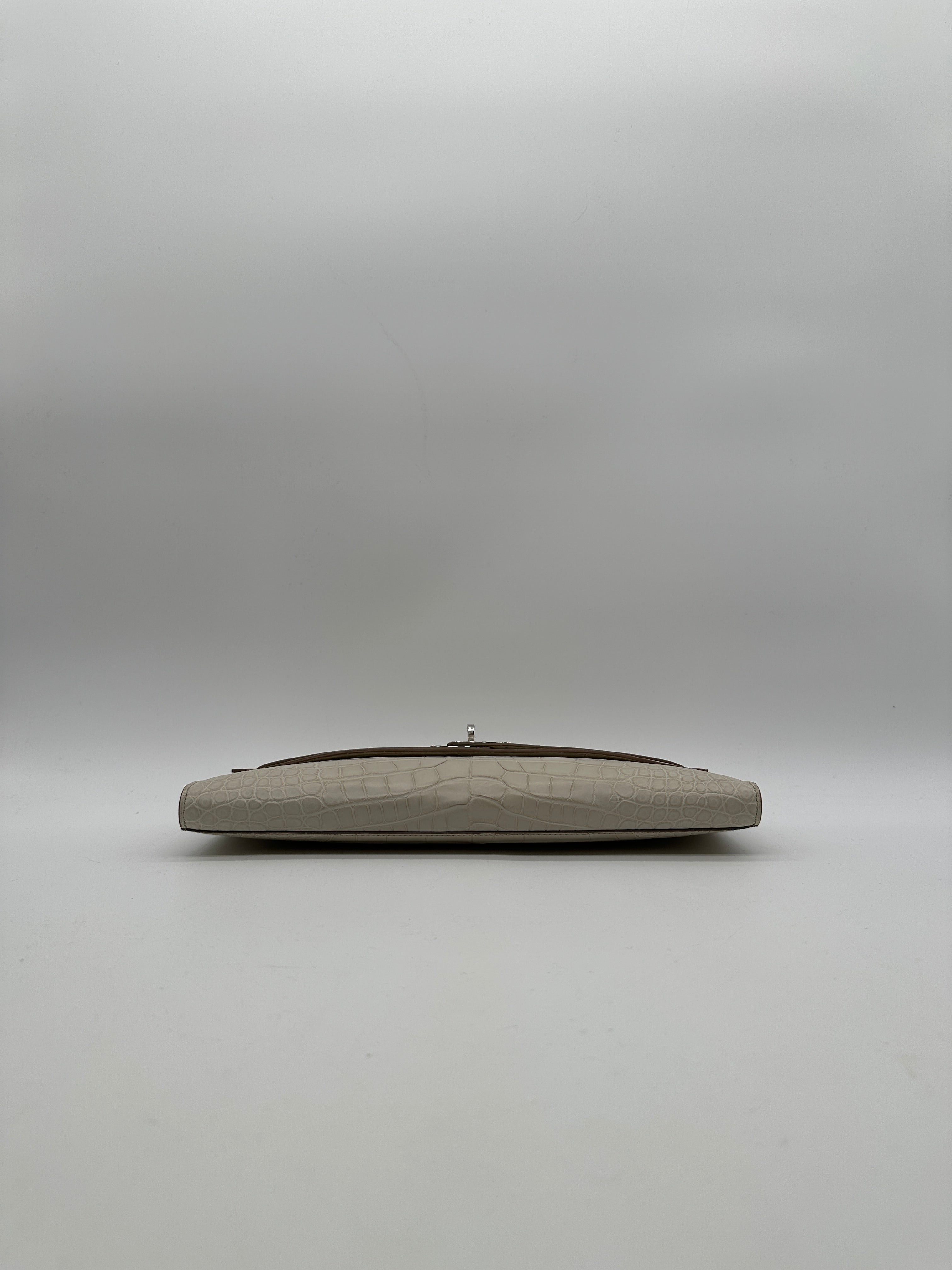 Hermès Kelly Cut Beton Matte Alligator Palladium Hardware