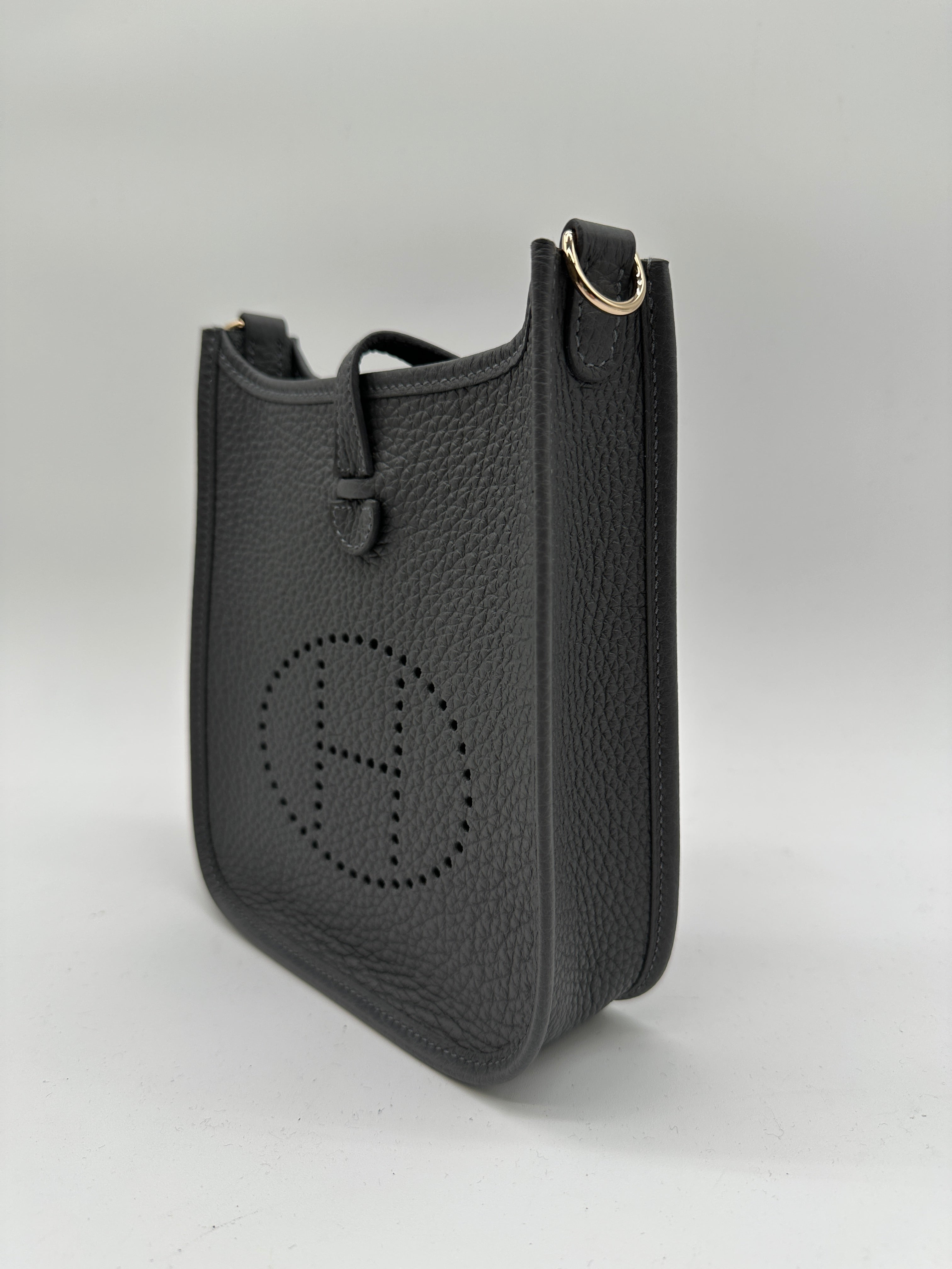 Hermès Mini Evelyne Ardoise Tourillon Clemence Gold Hardware