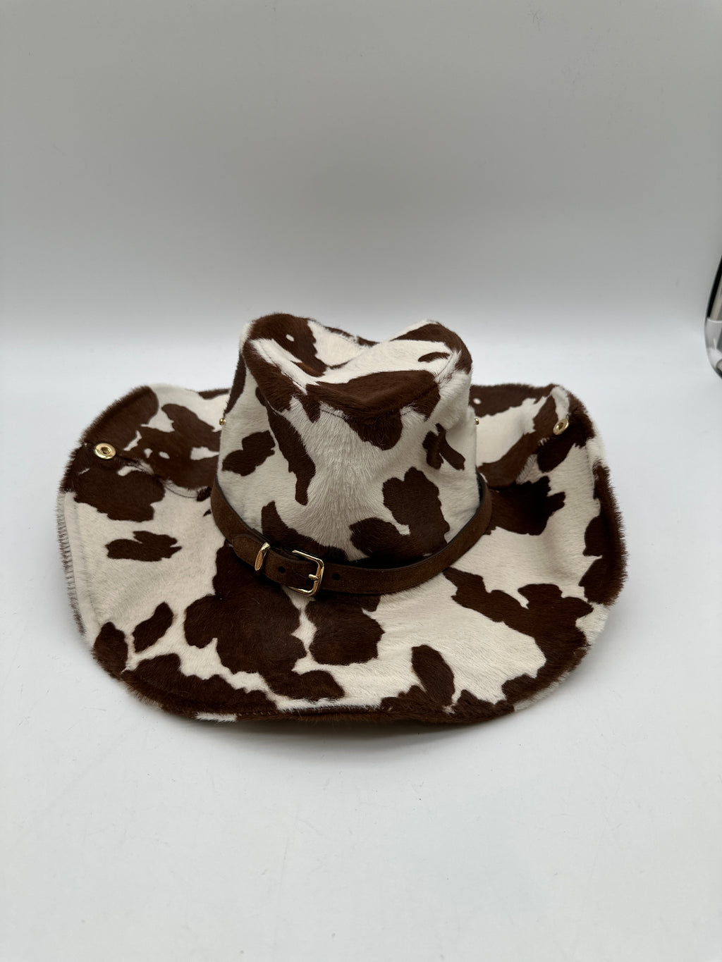 Miu Miu Printed Leather Cowboy Hat White/Burnt Sienna