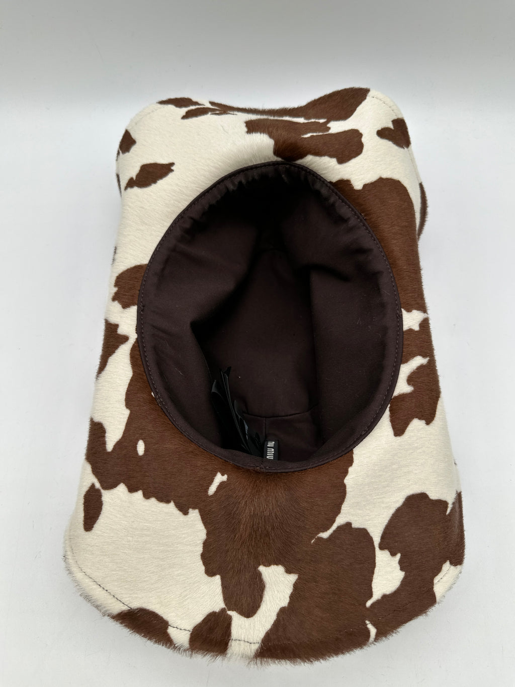 Miu Miu Printed Leather Cowboy Hat White/Burnt Sienna