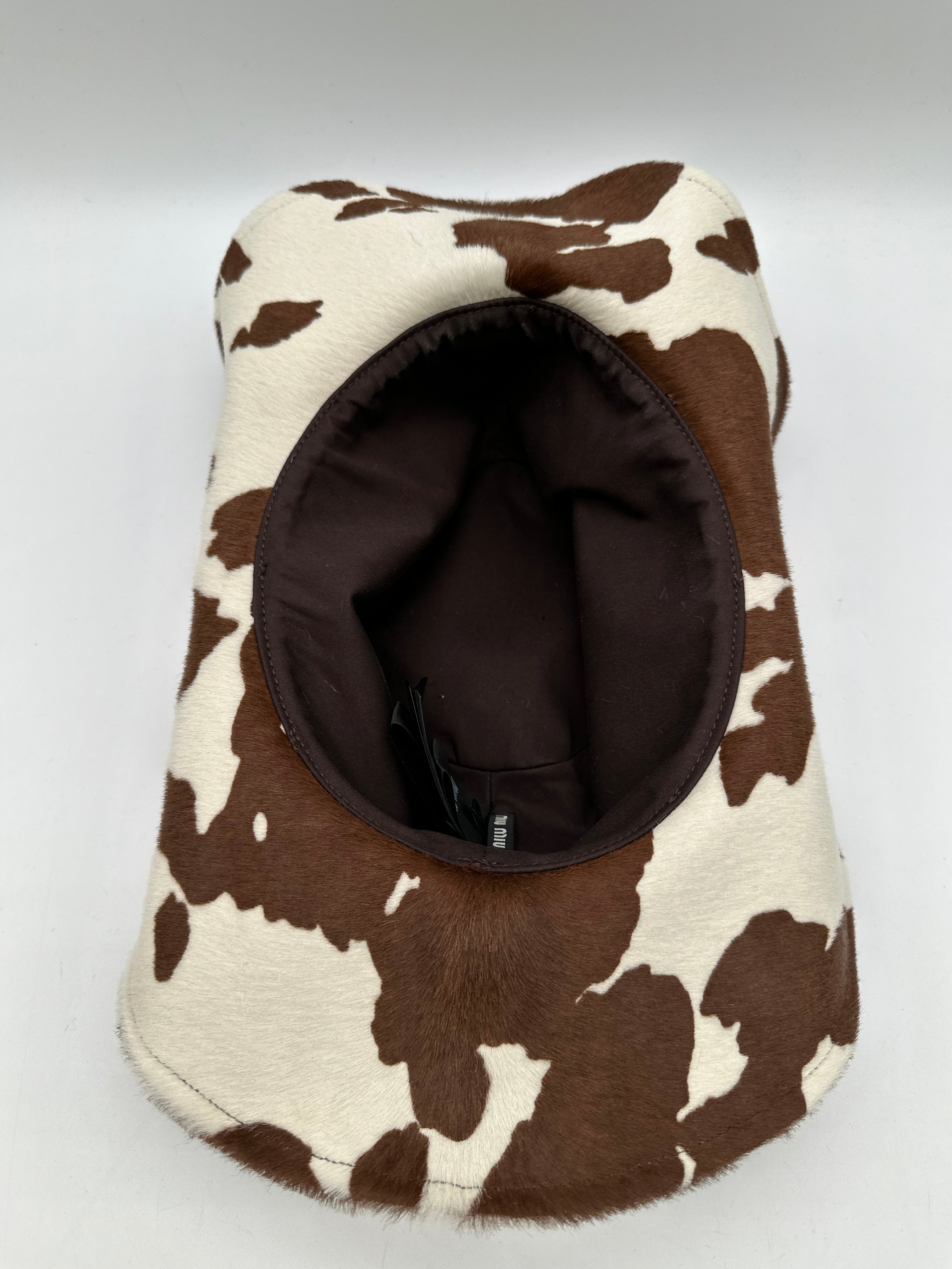 Miu Miu Printed Leather Cowboy Hat White/Burnt Sienna