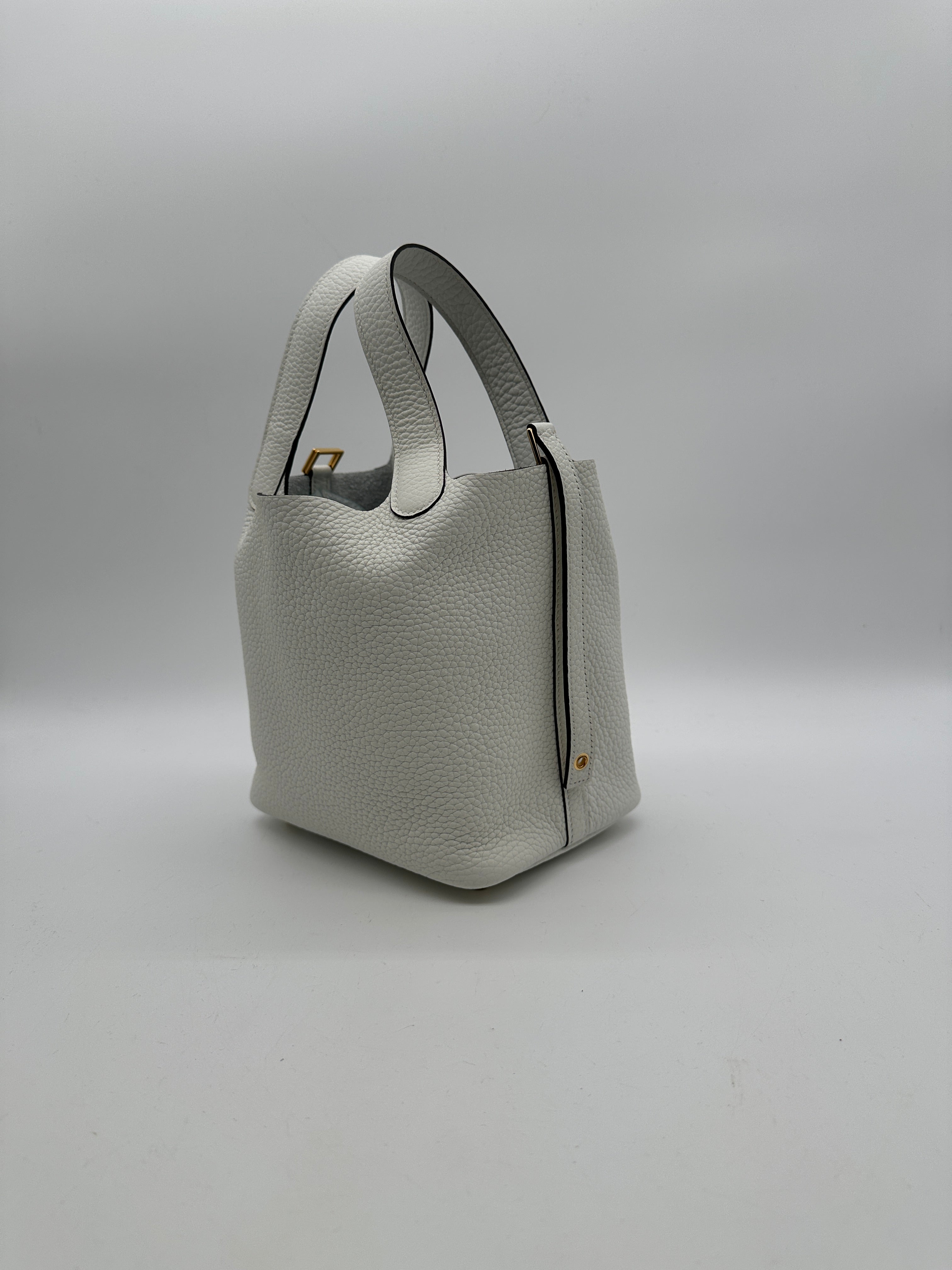 Hermès Picotin 18 New White Tourillion Clemence Gold Hardware