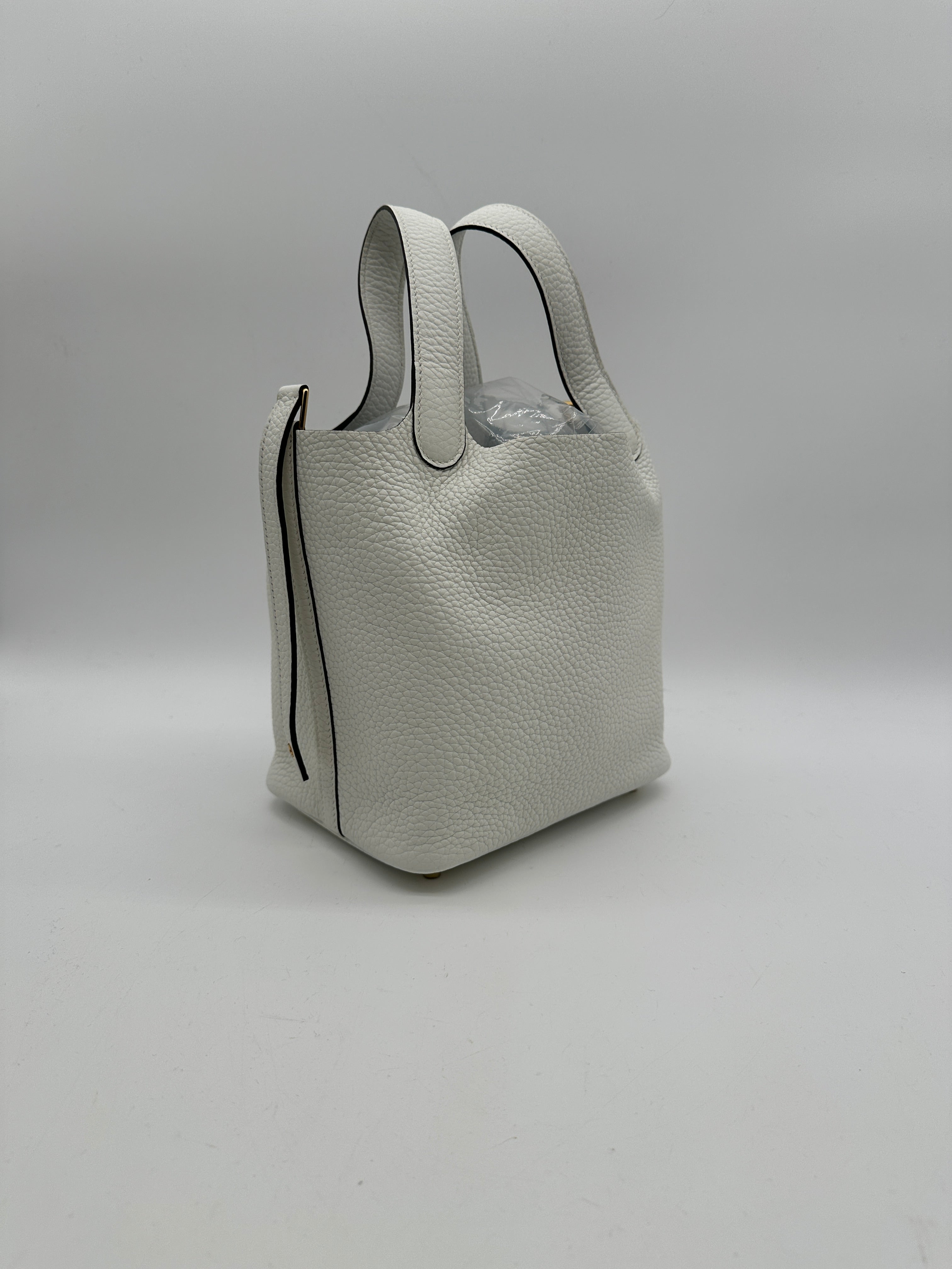 Hermès Picotin 18 New White Tourillion Clemence Gold Hardware