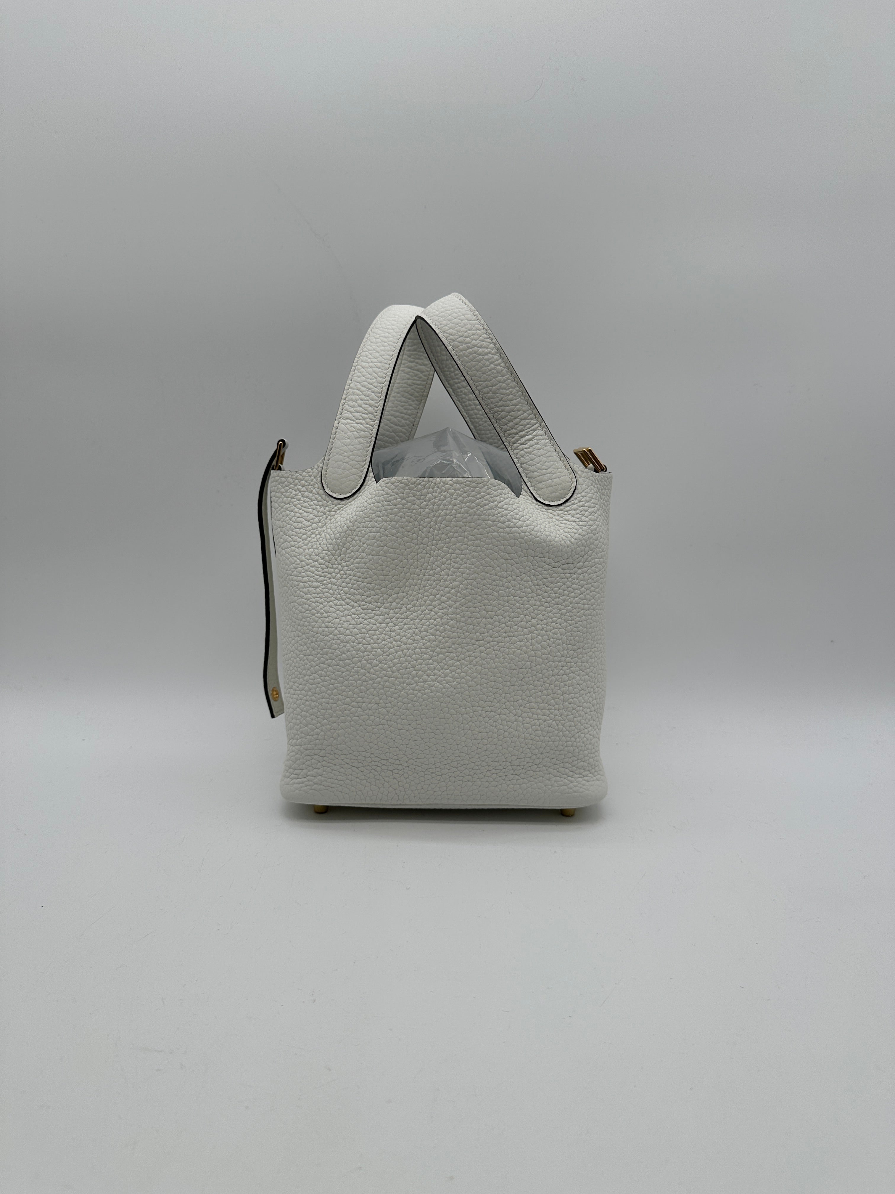 Hermès Picotin 18 New White Tourillion Clemence Gold Hardware