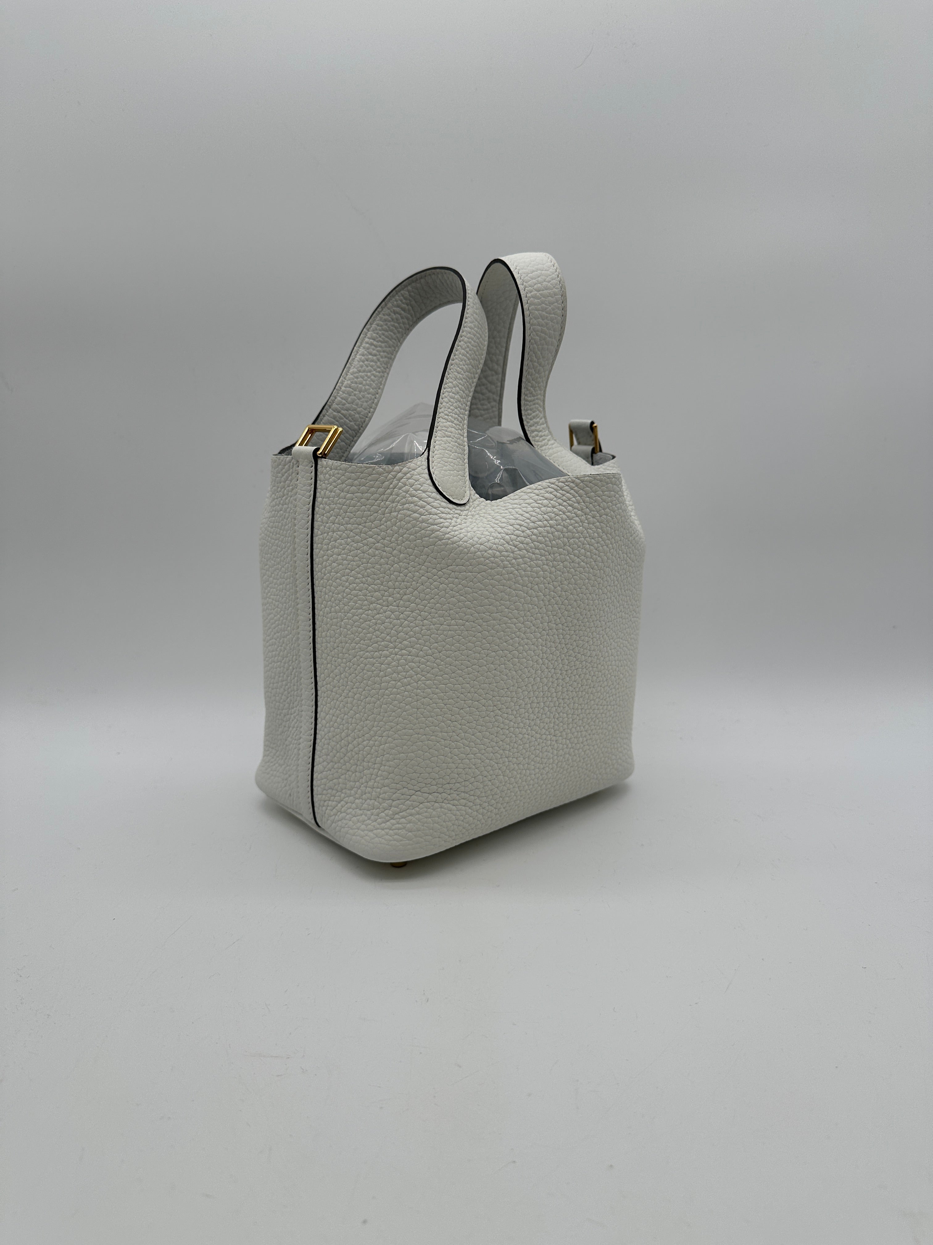 Hermès Picotin 18 New White Tourillion Clemence Gold Hardware