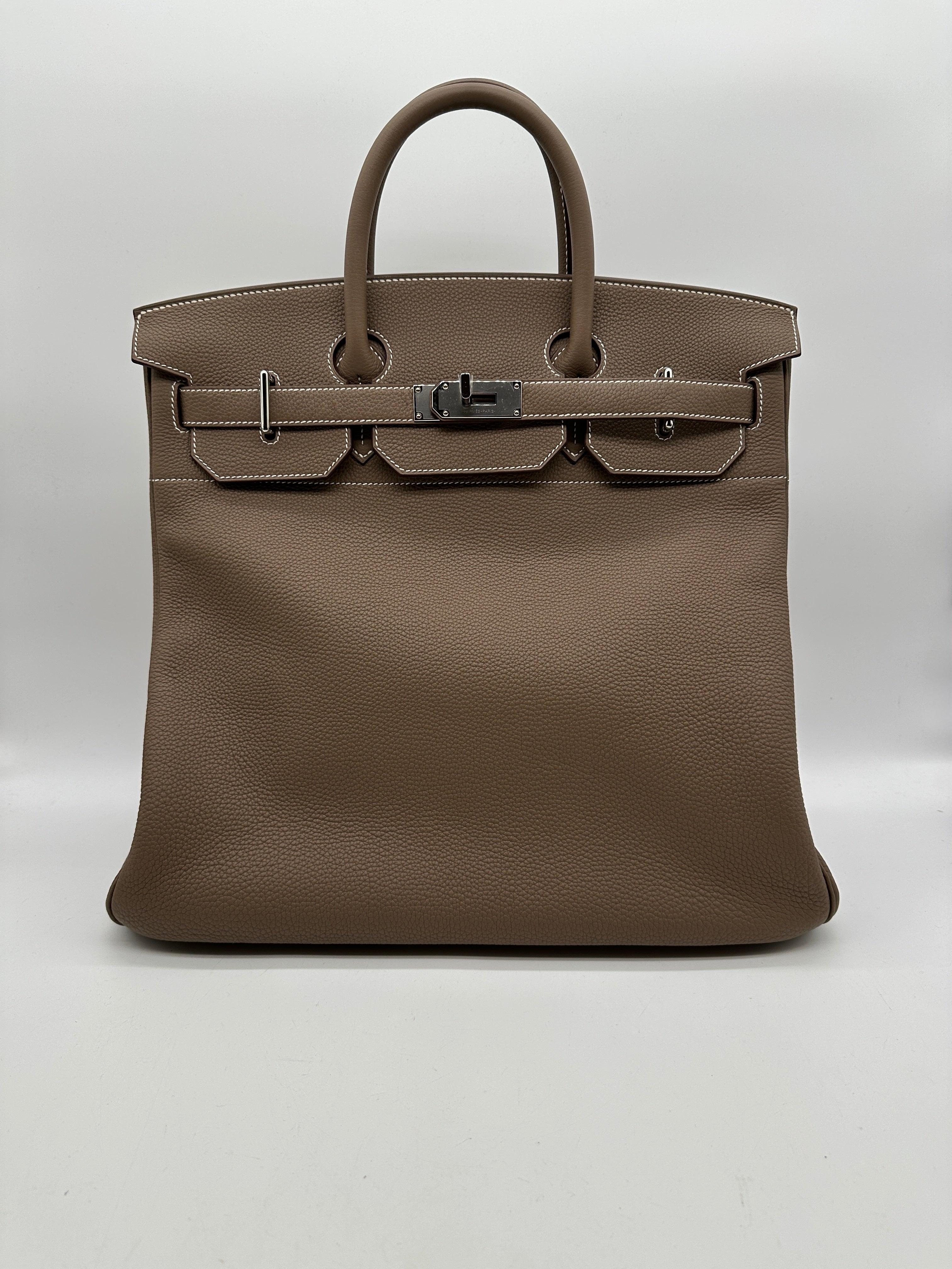 Hermès Haut a Courroies 40 Etoupe Togo Palladium Hardware