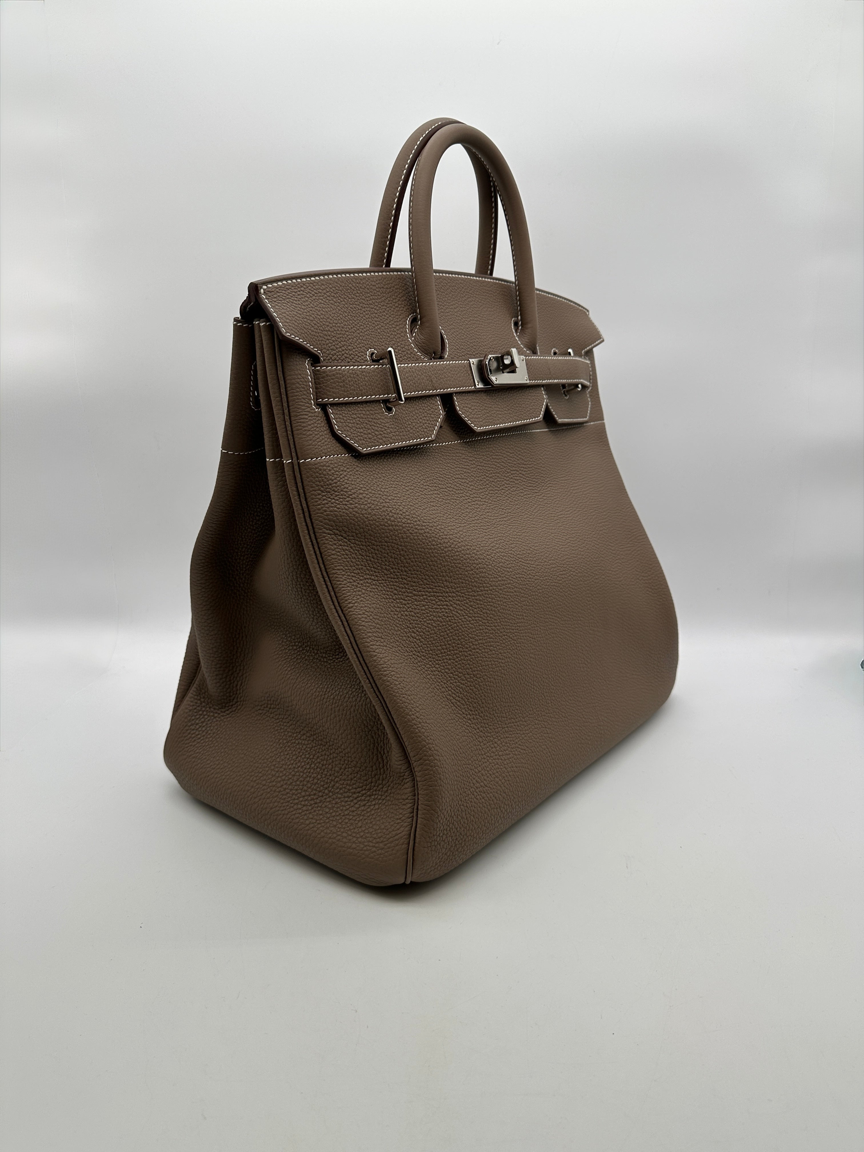 Hermès Haut a Courroies 40 Etoupe Togo Palladium Hardware