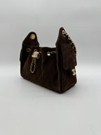 Chanel 25 Hobo Mini Dark Brown Suede Gold Hardware