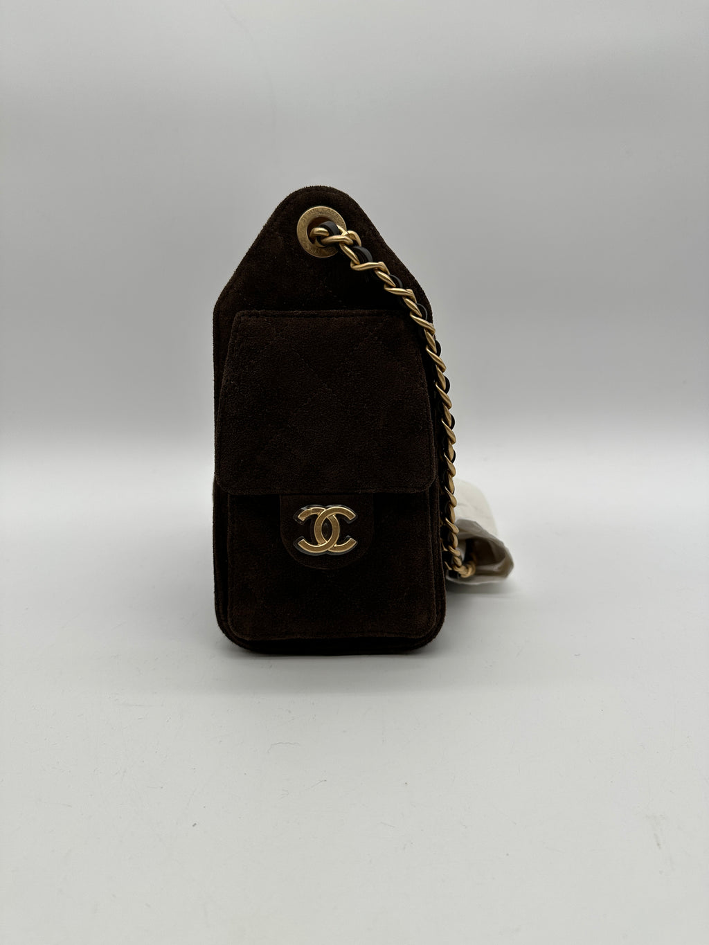 Chanel 25 Hobo Mini Dark Brown Suede Gold Hardware
