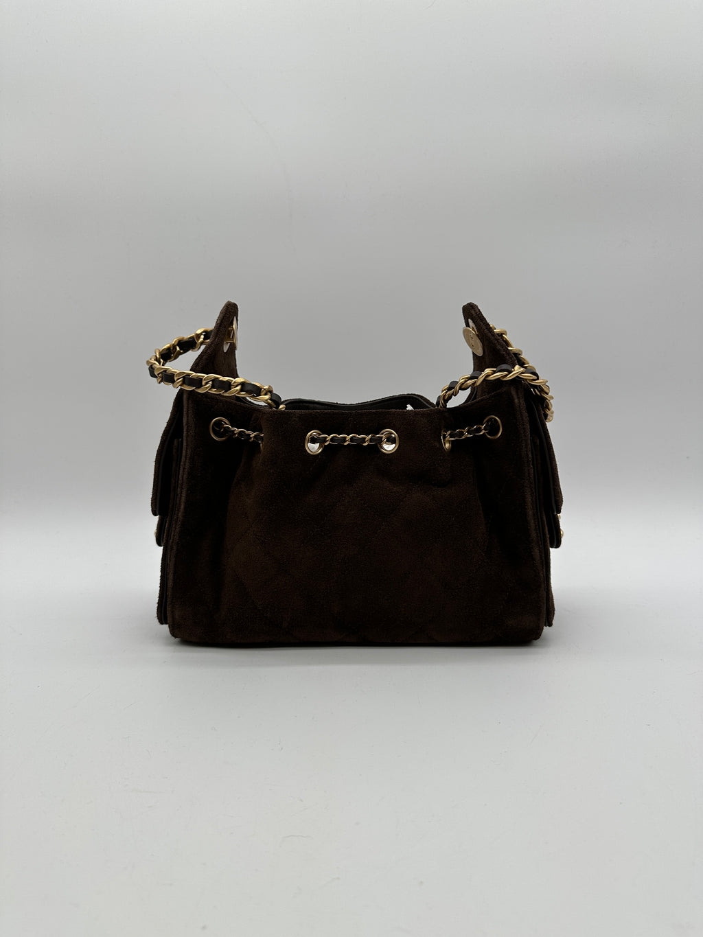 Chanel 25 Hobo Mini Dark Brown Suede Gold Hardware