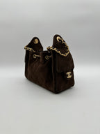 Chanel 25 Hobo Mini Dark Brown Suede Gold Hardware